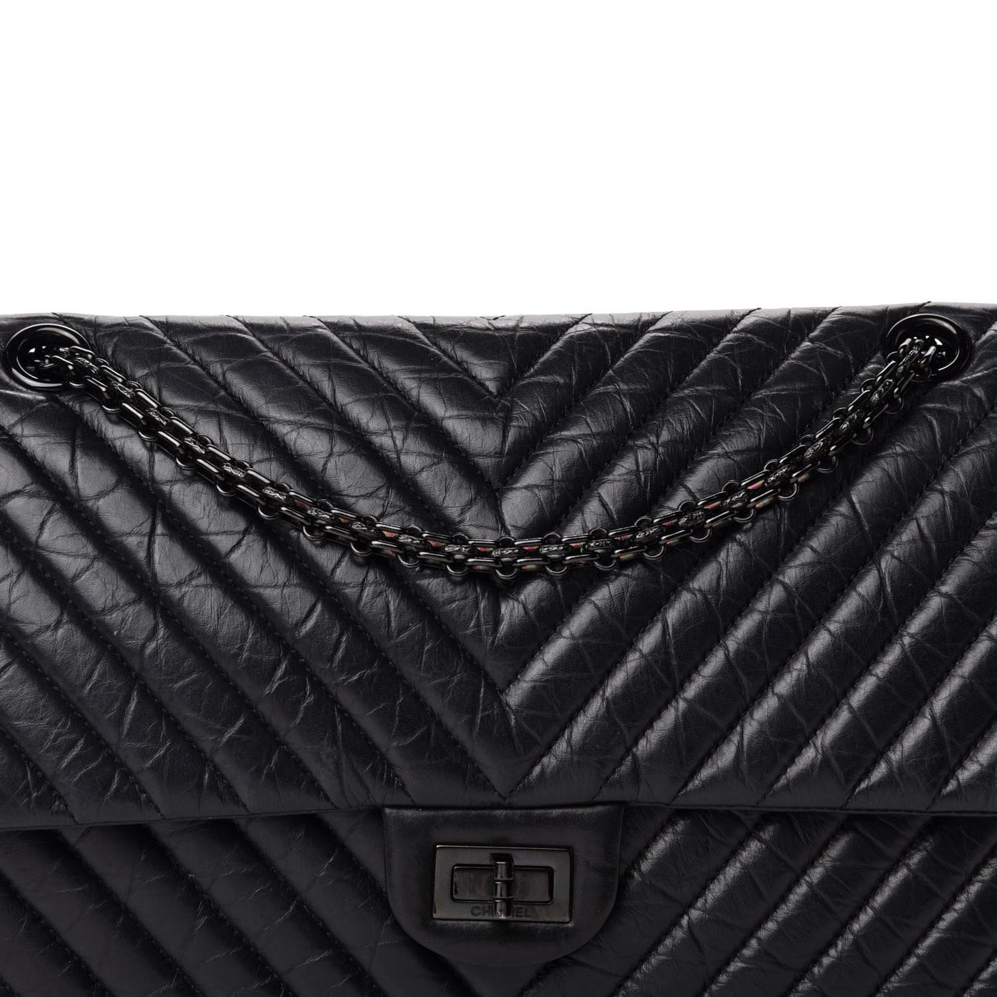 Aged Calfskin Chevron Quilted 2.55 Reissue 226 So Black