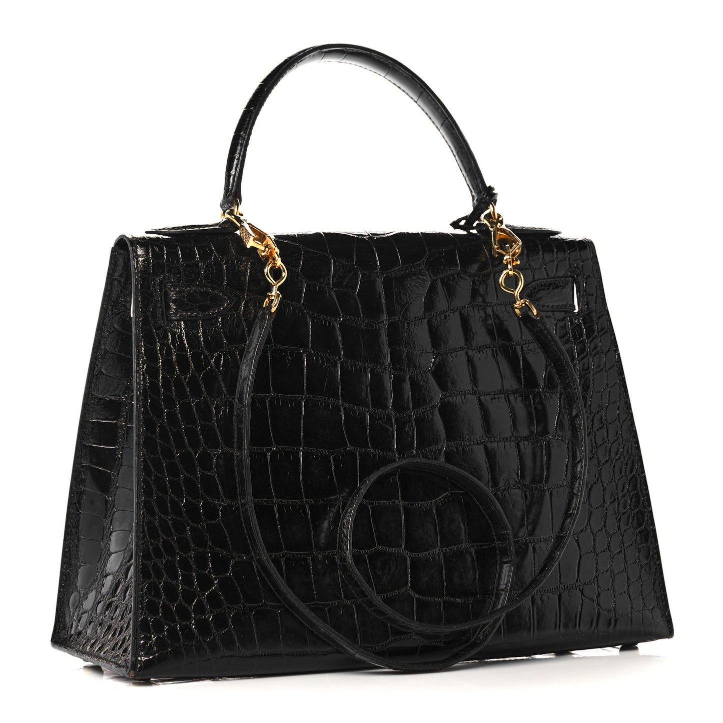 Shiny Alligator Kelly Sellier 28 Black