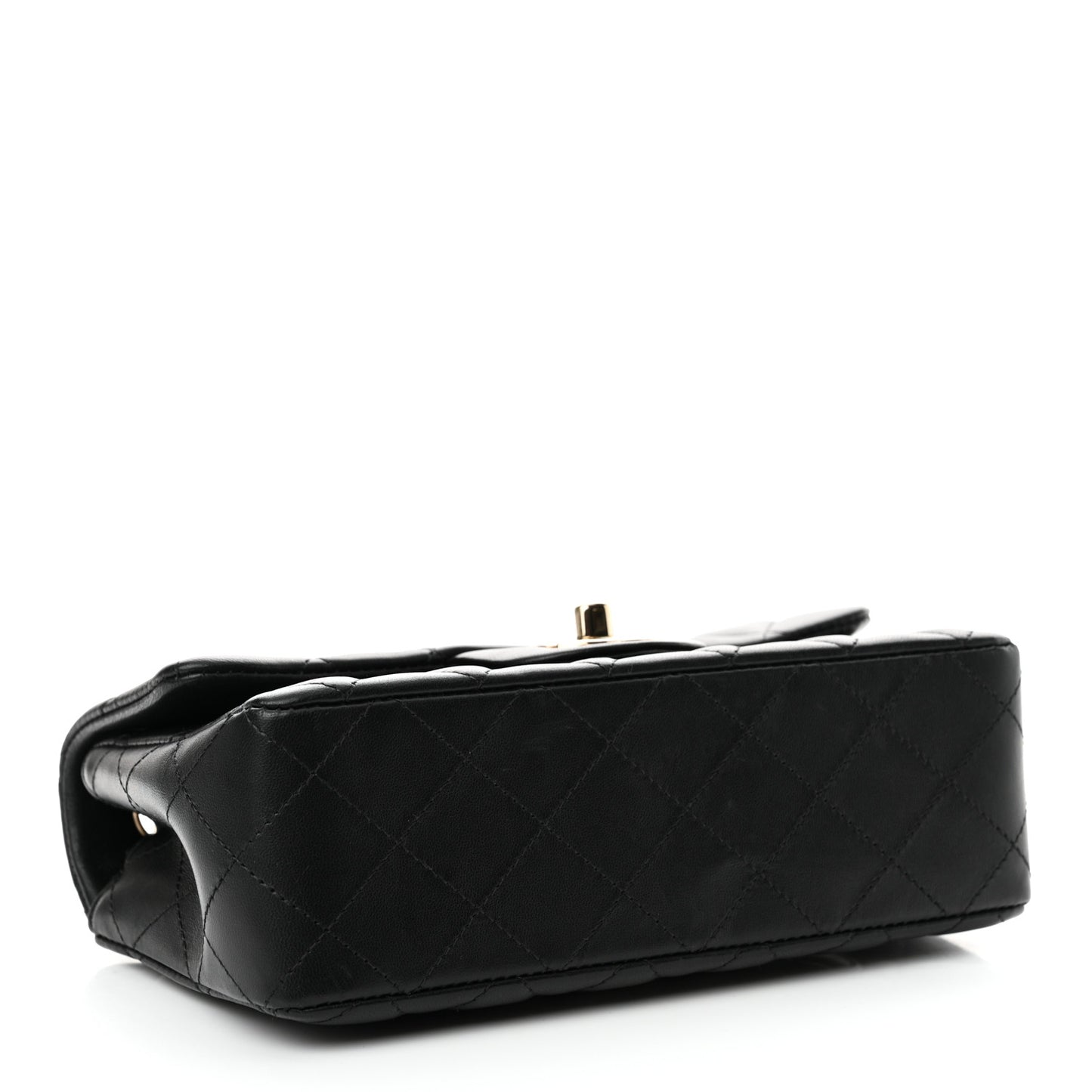 Lambskin Quilted Mini Rectangular Flap Black