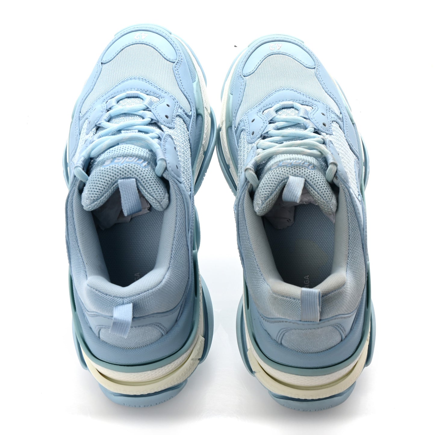Fabric Mesh Mens Triple S Sneakers 42 Light Bleu White