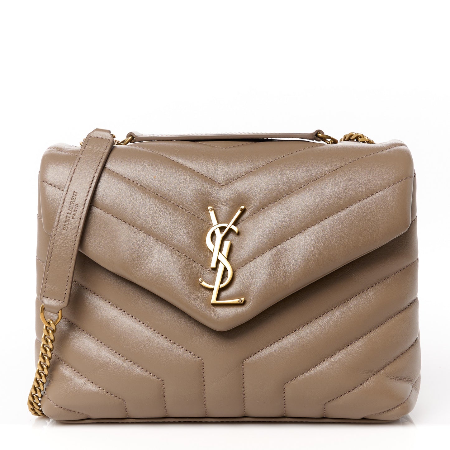 Calfskin Y Quilted Monogram Small Loulou Chain Satchel Taupe