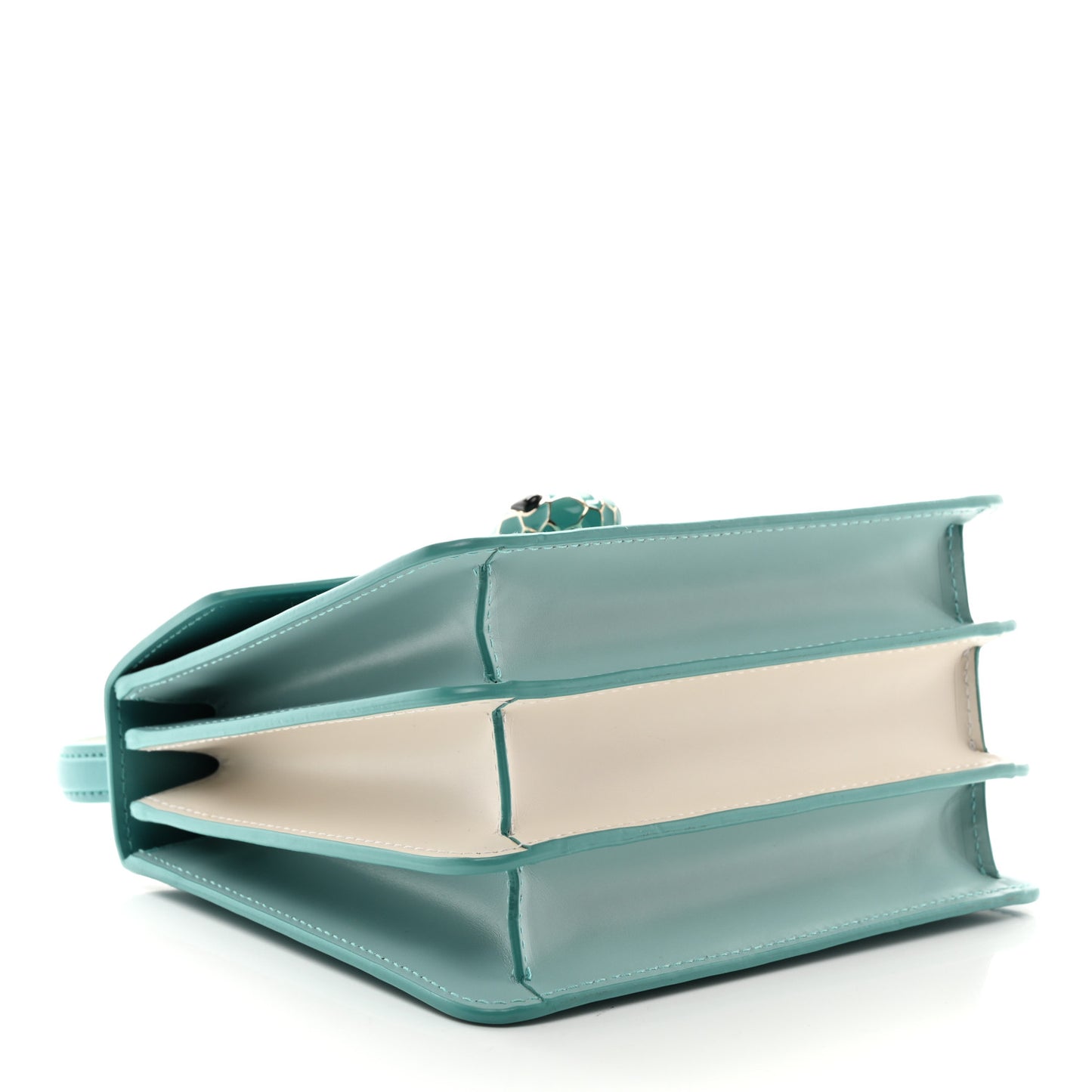 Calfskin Contrast Serpenti Forever Top Handle Tropical Turquoise Milky Opal