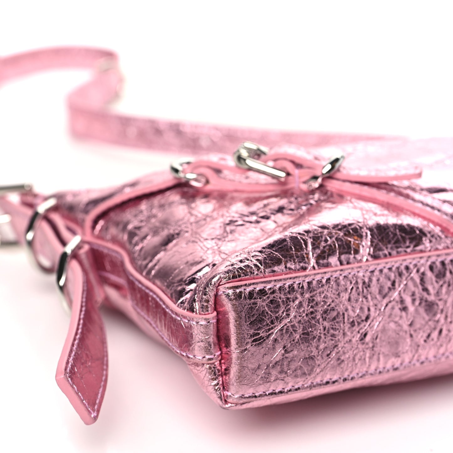 Metallic Calfskin Mini Voyou Bag Silk Pink