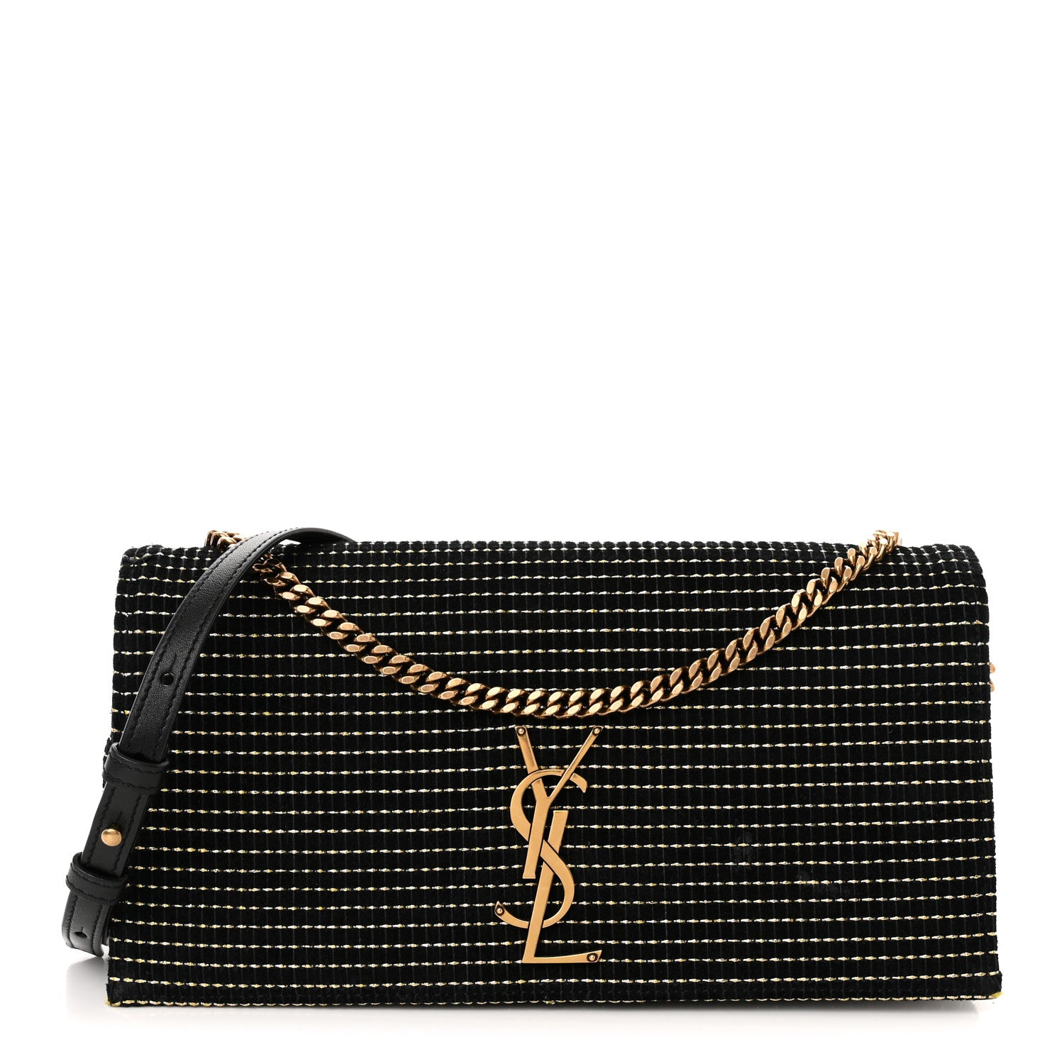 Saint Laurent Suede Contrast Stitching Monogram Kate 99 Black 1 of 12