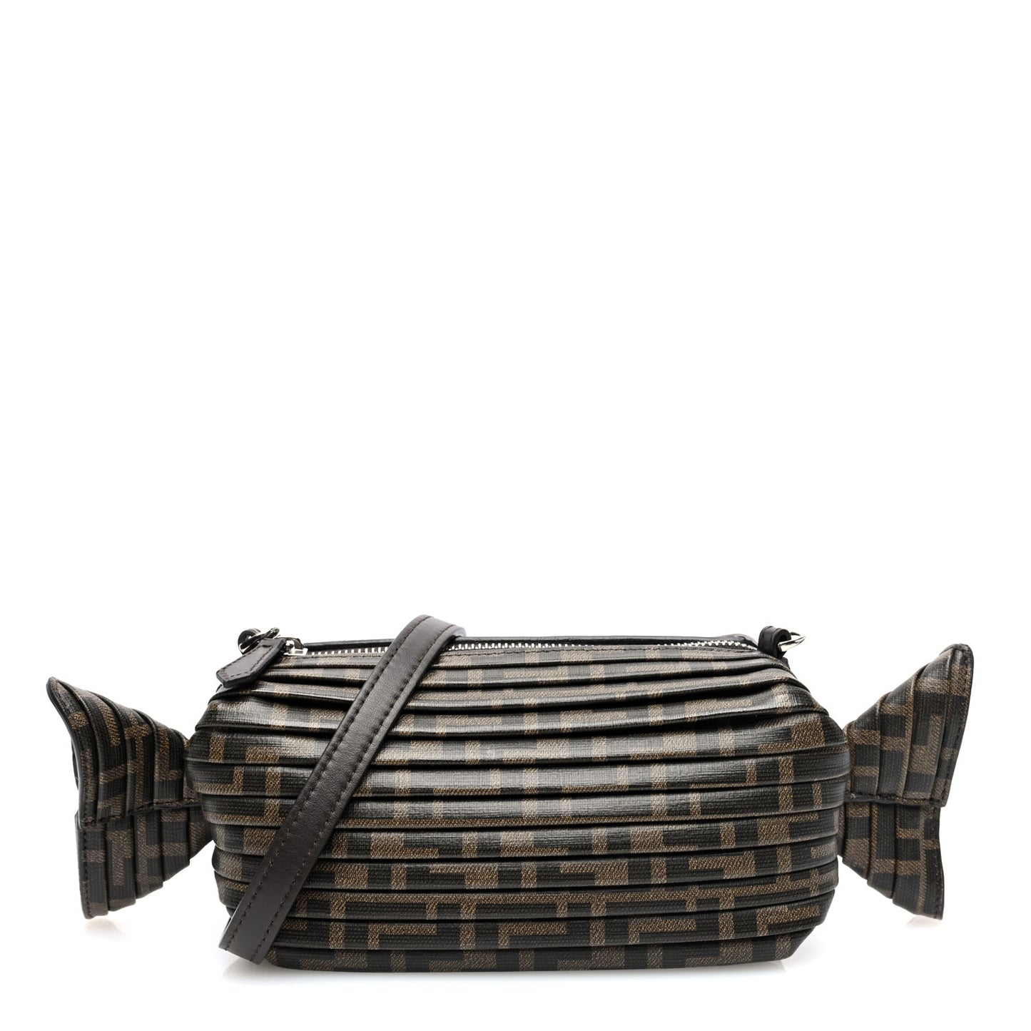 Glazed Fabric FF Pleated Candy Bag Brown