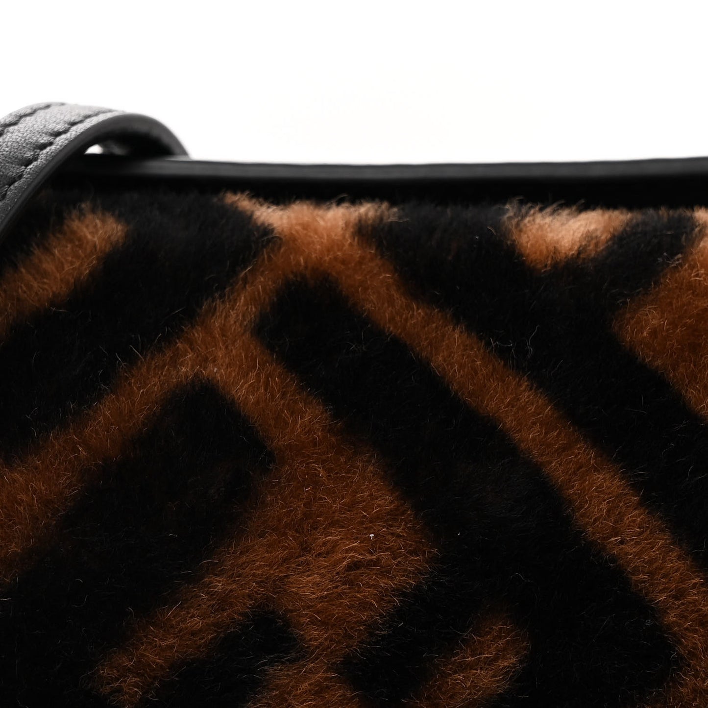 Shearling Vitello Dolce Macro FF 1974 Mini Baguette Tobacco Black