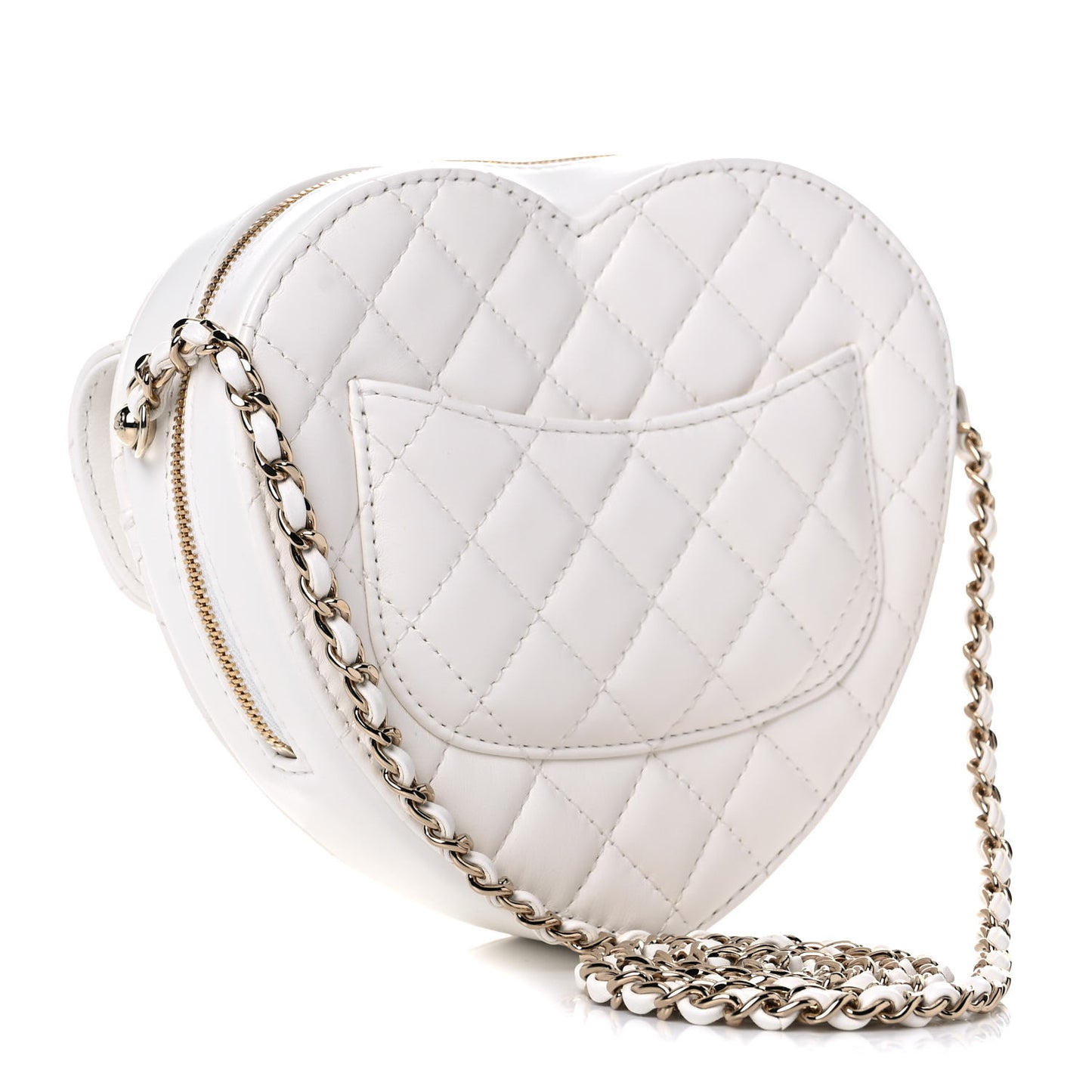Lambskin Quilted CC In Love Heart Bag White