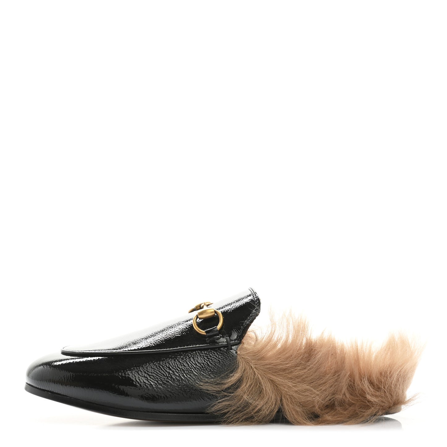 Calfskin Fur Womens Princetown Slippers 35 Black