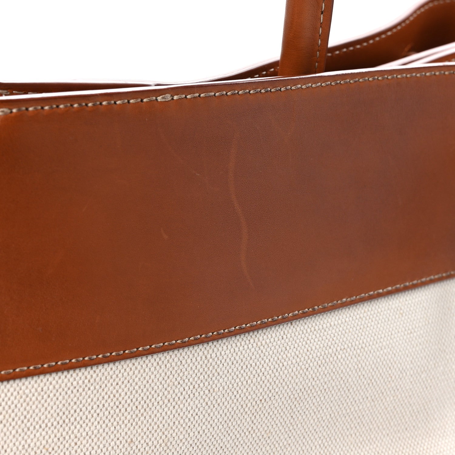 Bottega Veneta Washed Canvas Calfskin Large Andiamo  Natural Light Wood 8 of 10