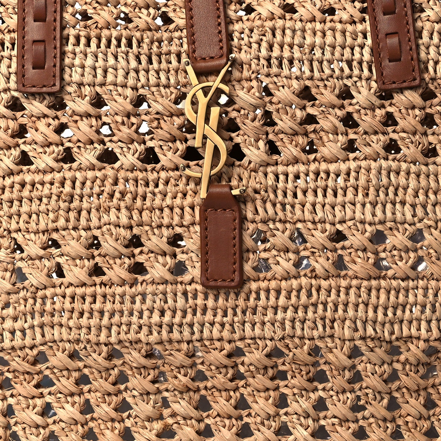 Saint Laurent Raffia Calfskin Medium Panier Tote Naturel 7 of 9