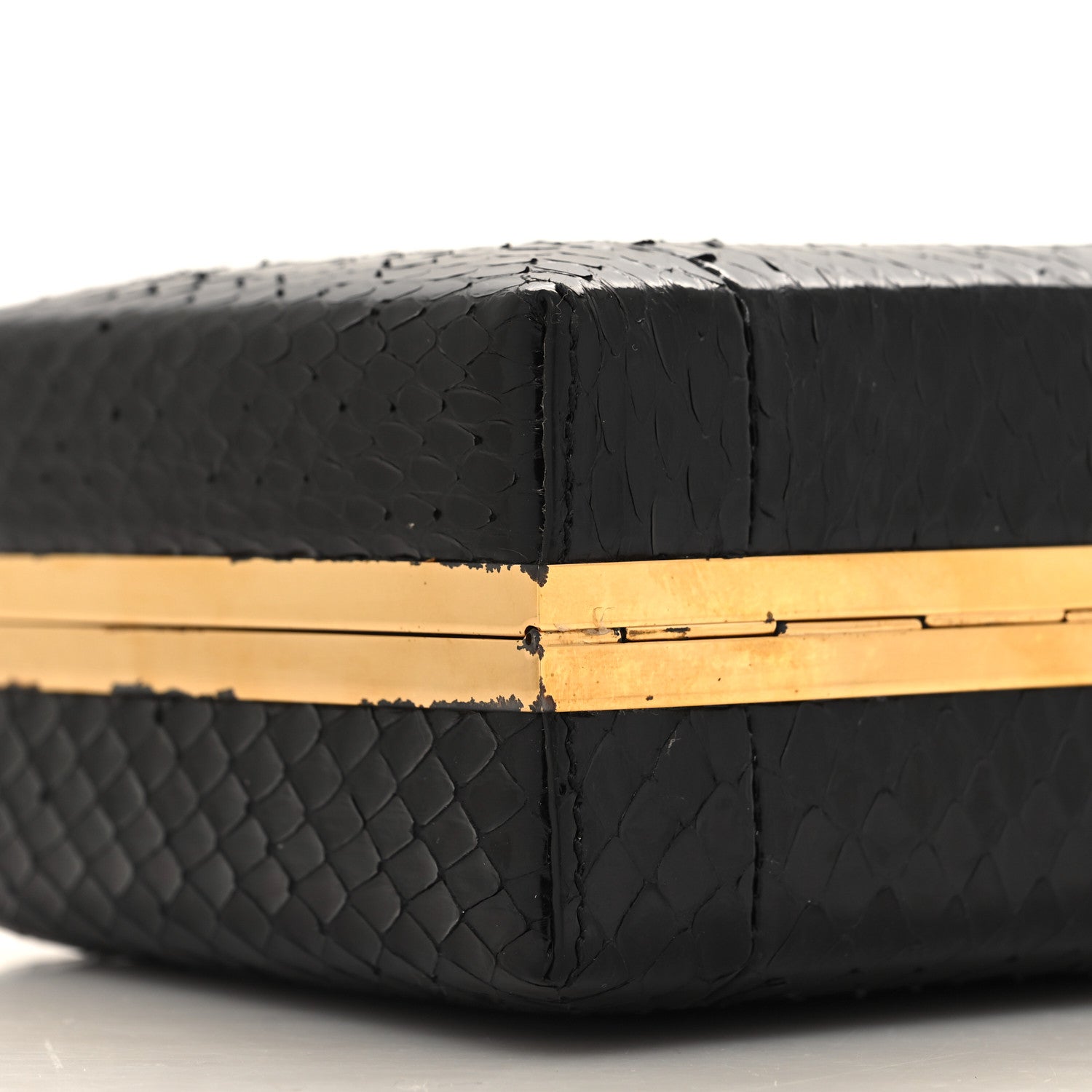 Alexander McQueen Snakeskin Poppy Cage Knuckle Box Clutch Black 9 of 13