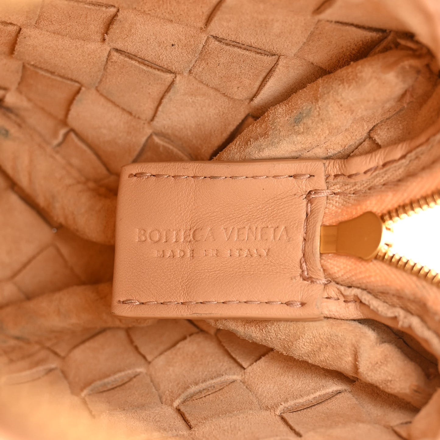 Nappa Calfskin Intrecciato Mini Loop Crossbody Almond