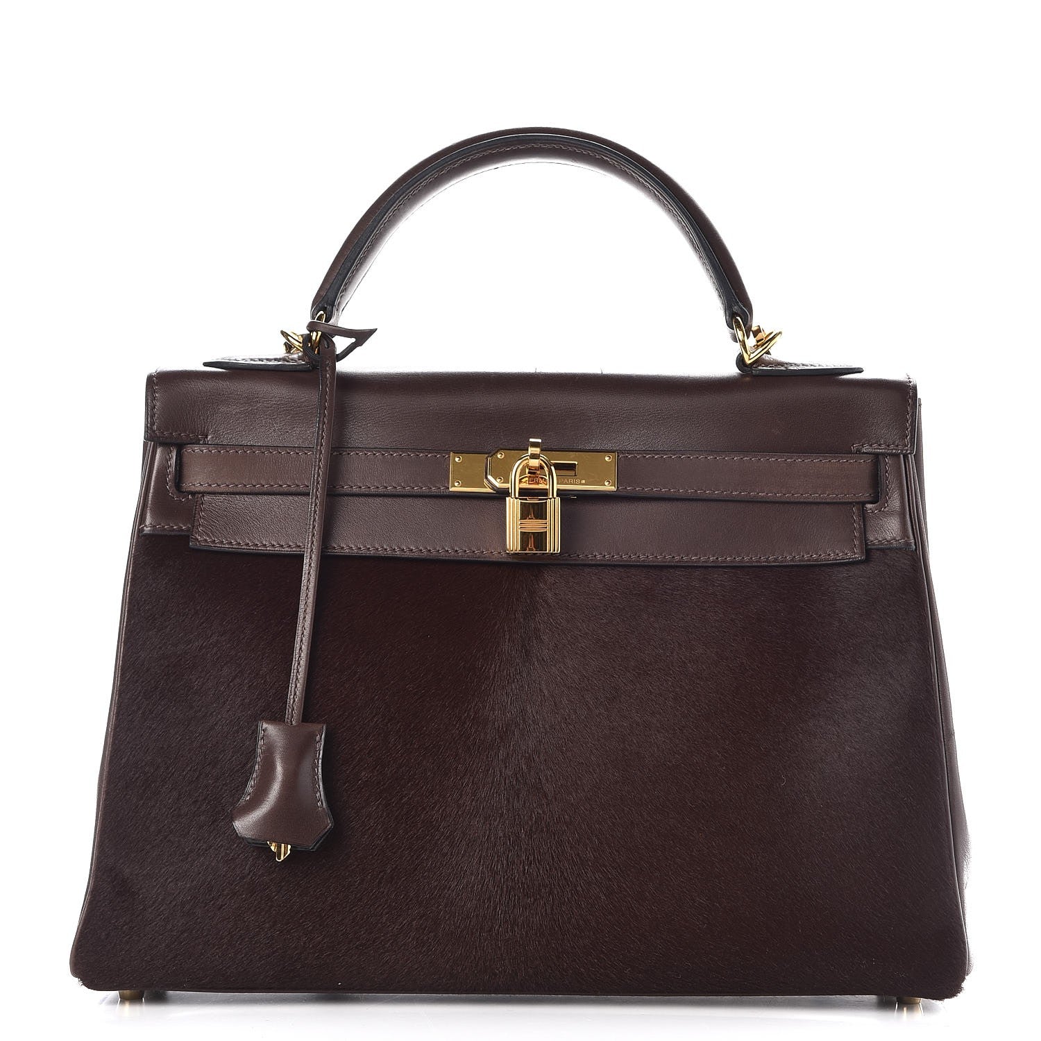 Hermes Pony Hair Swift Kelly Retourne 32 Chocolate 296454