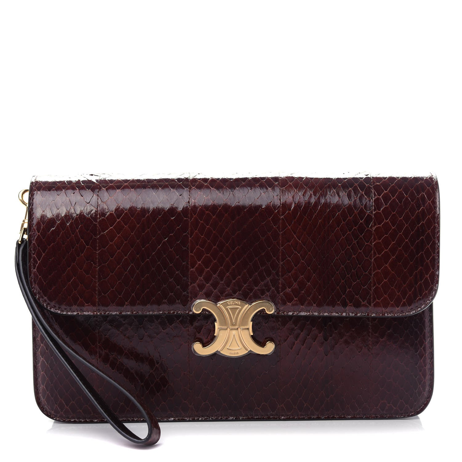 Celine Snakeskin Triomphe Clutch Brown 1 of 9