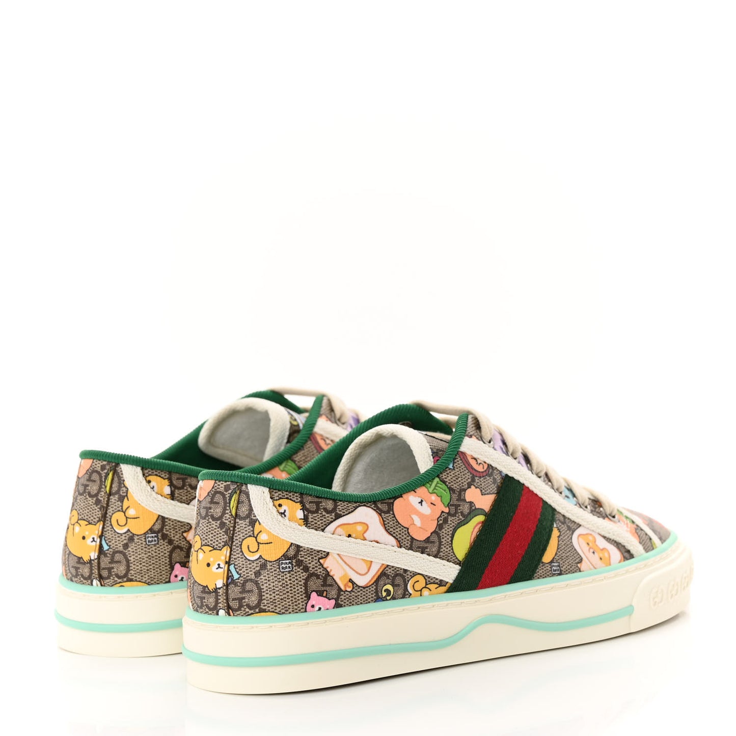 X PIKARAR GG Supreme Monogram Web Animal Print Womens 1977 Tennis Sneakers 37 Beige Ebony Multicolor Mystic White