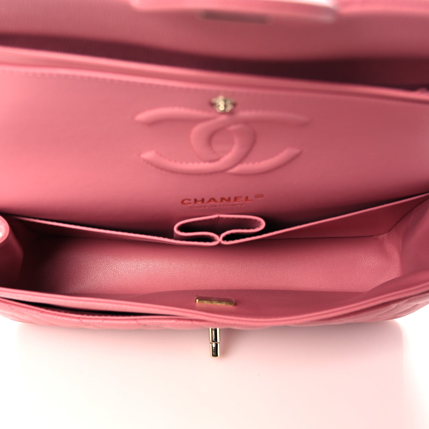 Caviar Quilted Medium Double Flap Dark Pink