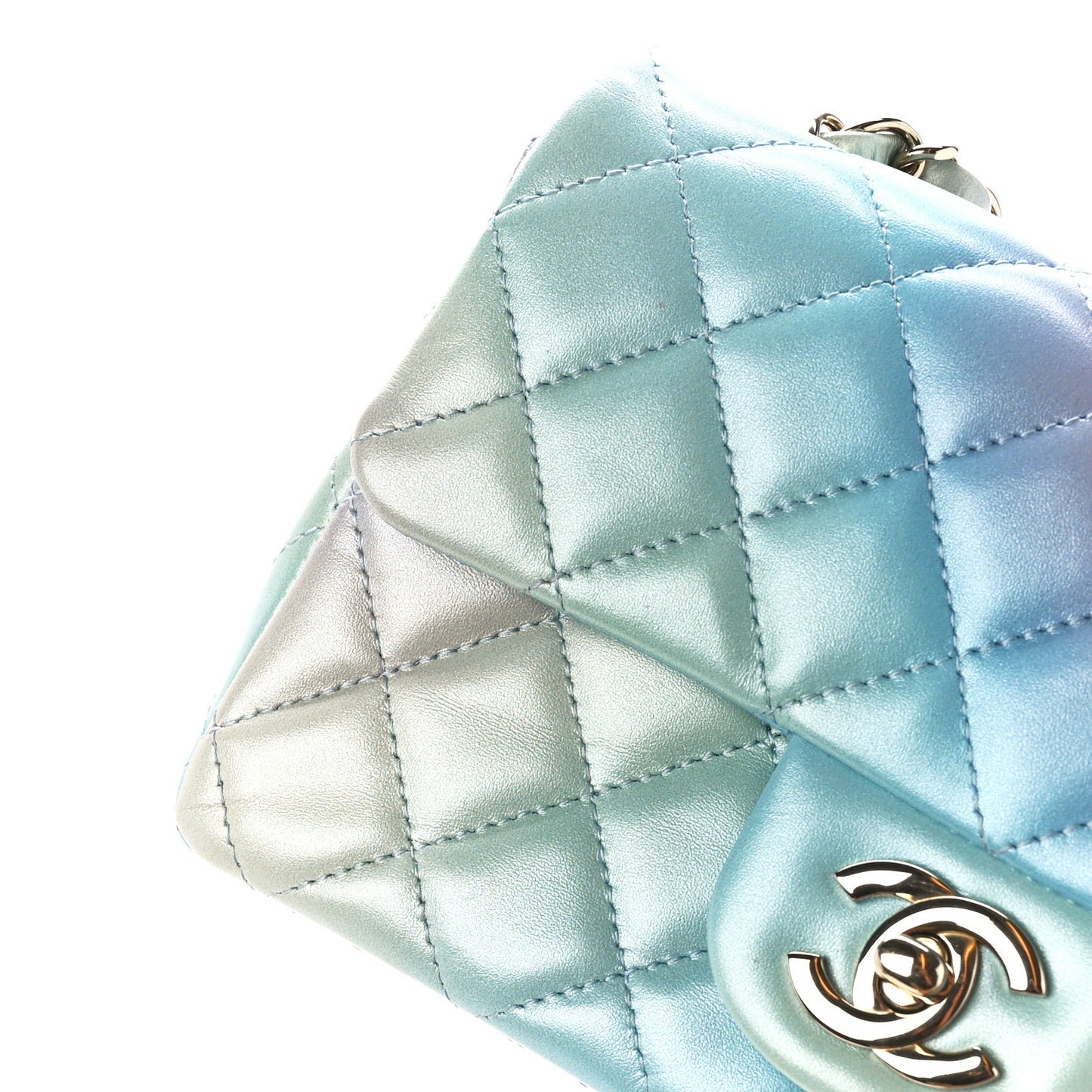 Lambskin Quilted Tie Dye Ombre Mini Rectangular Flap Blue Multicolor