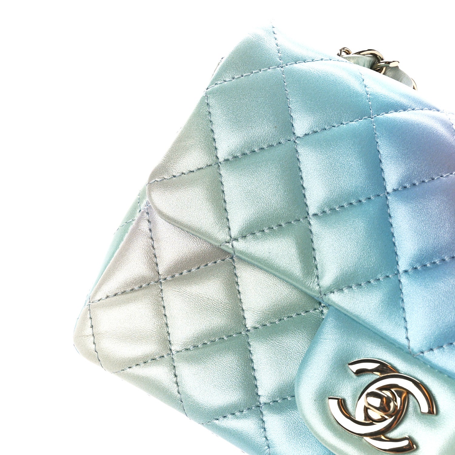 Chanel Lambskin Quilted Tie Dye Ombre Mini Rectangular Flap Blue Multicolor 13 of 14