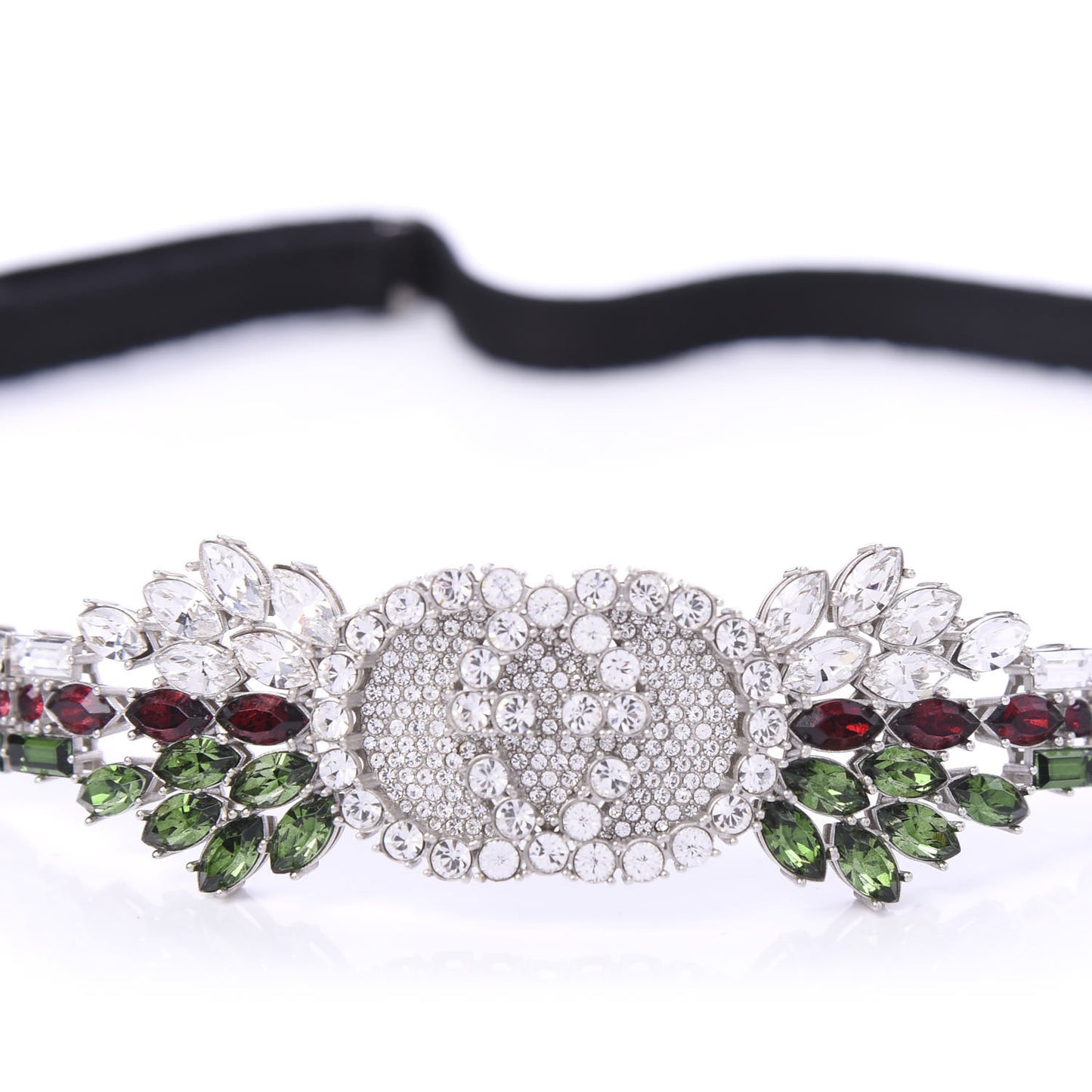Crystal Embellished Interlocking GG Headband Green Red