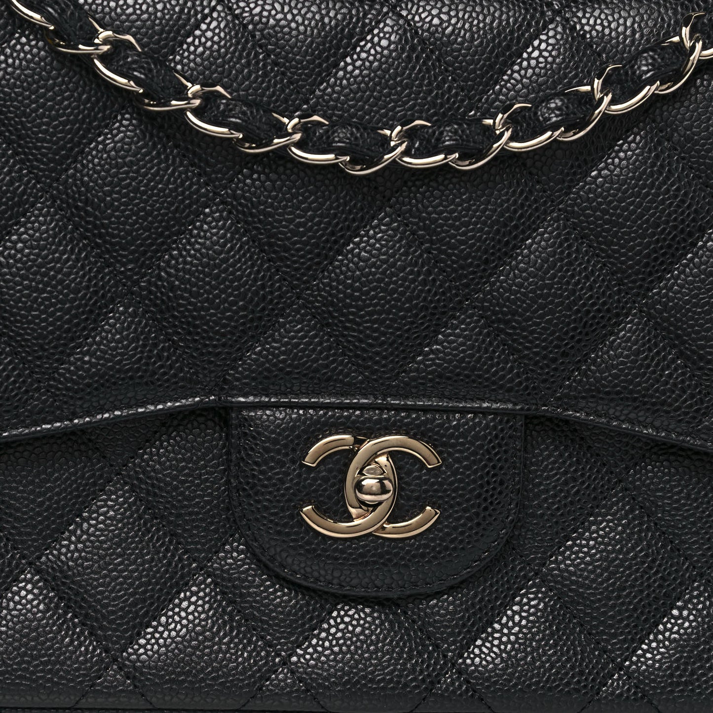 Caviar Quilted Jumbo Double Flap Black