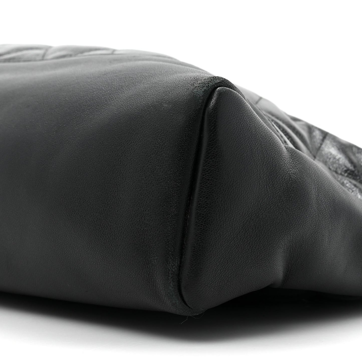 Shiny Aged Calfskin Quilted Large 31 Shopping Bag Black