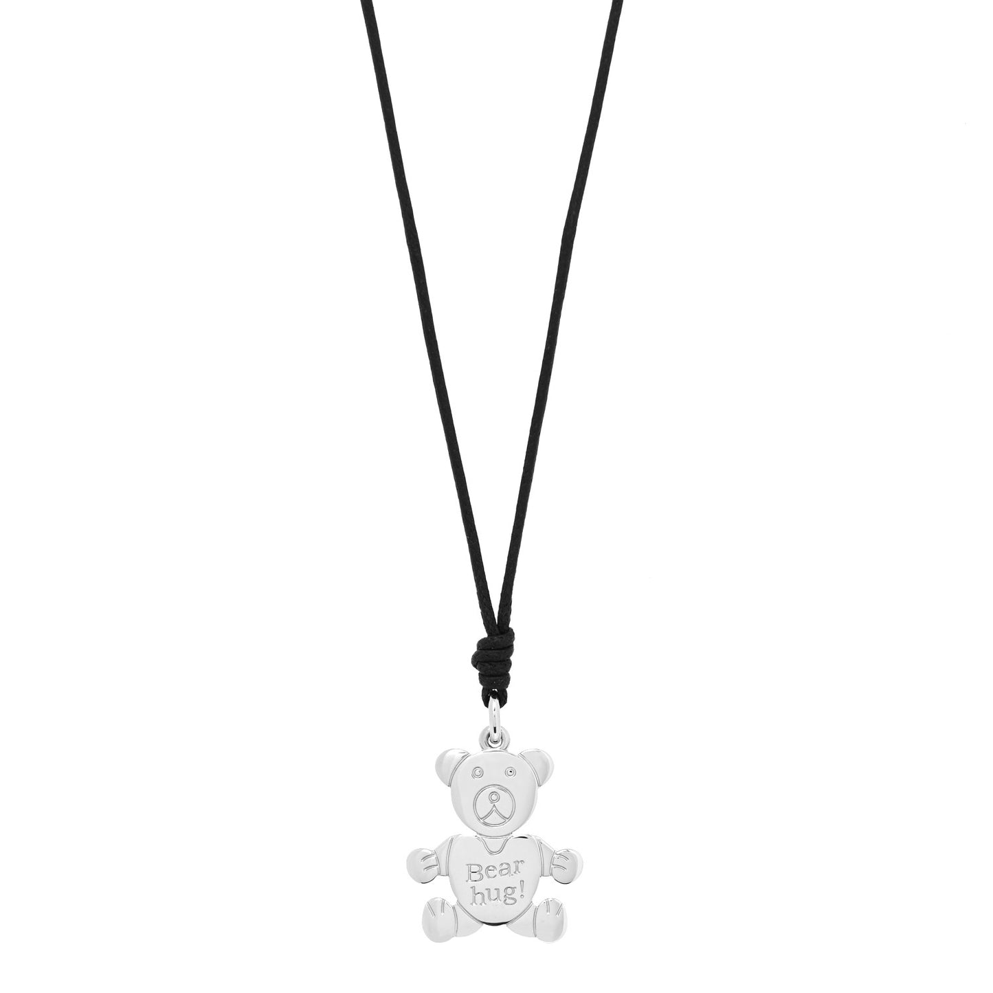 Sterling Silver Orsetto Bear Hug Pendant Cord Necklace