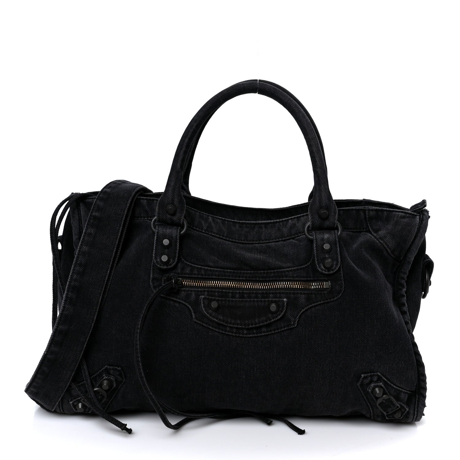 Balenciaga Washed Denim Classic Hardware Medium Le City Black
