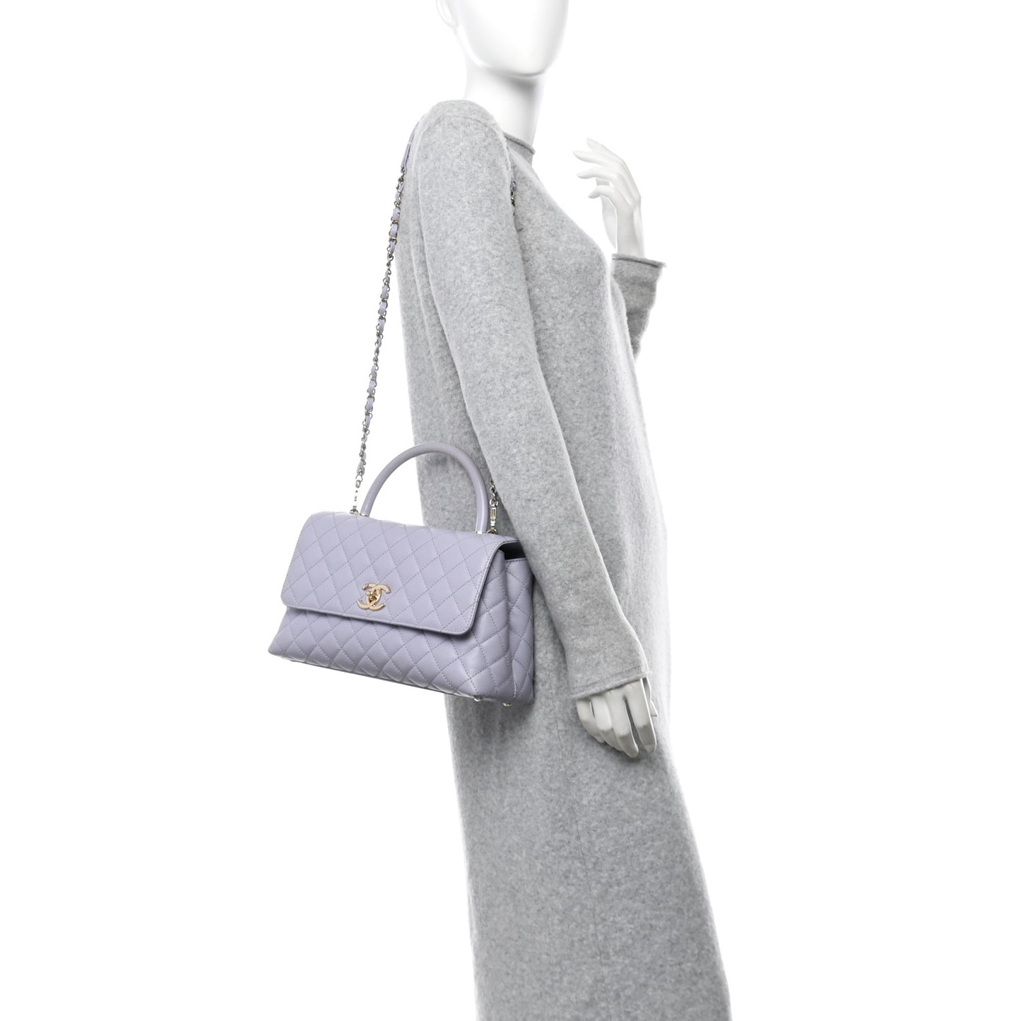 Caviar Quilted Small Coco Handle Flap Light Purple