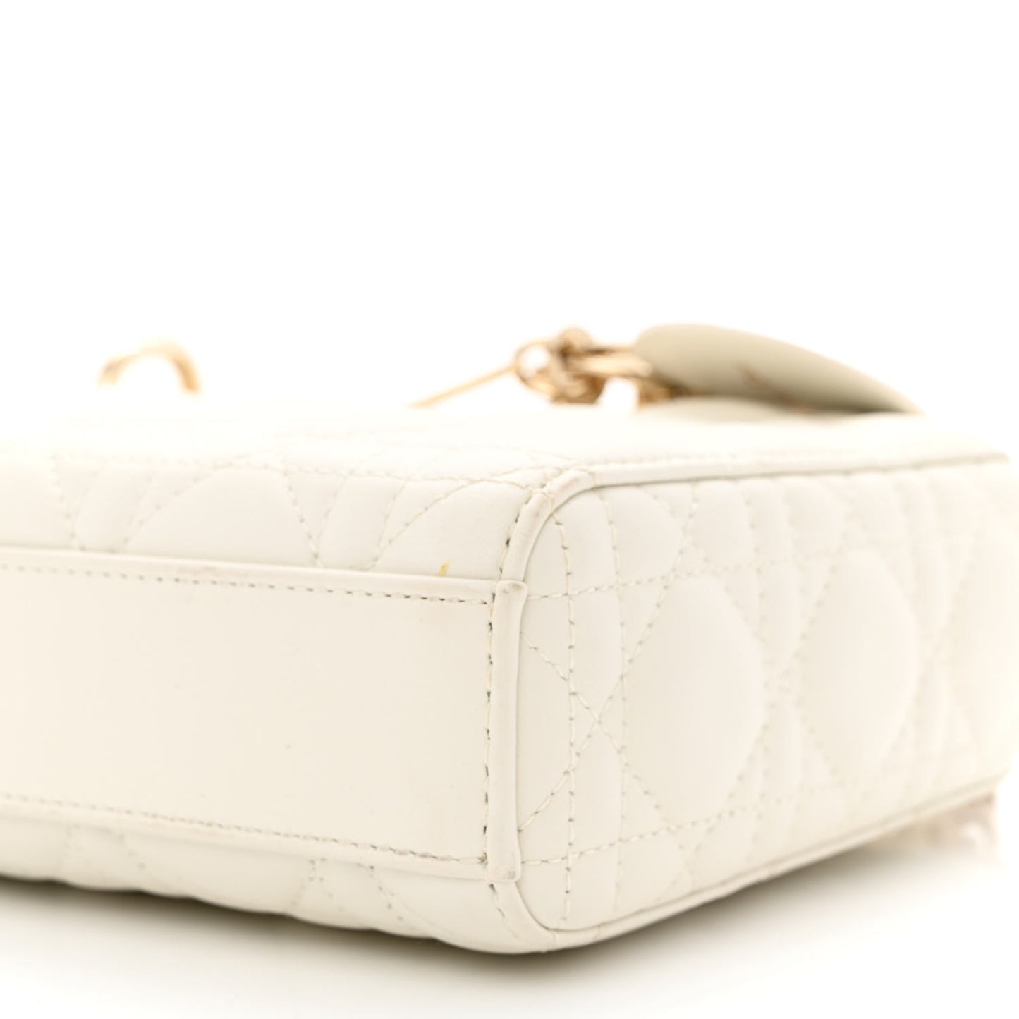 Lambskin Cannage Medium Lady D-Joy White