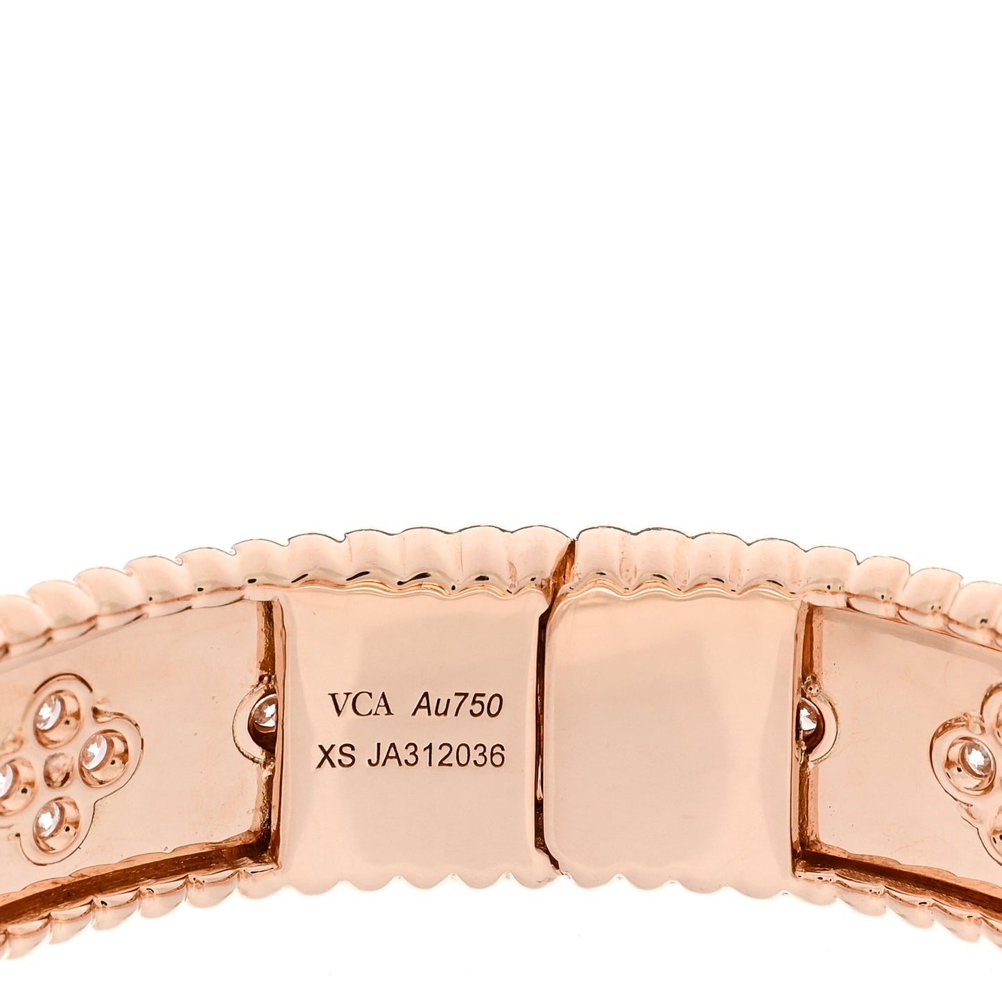 18K Rose Gold Diamond Perlee Clovers Bangle Bracelet XS