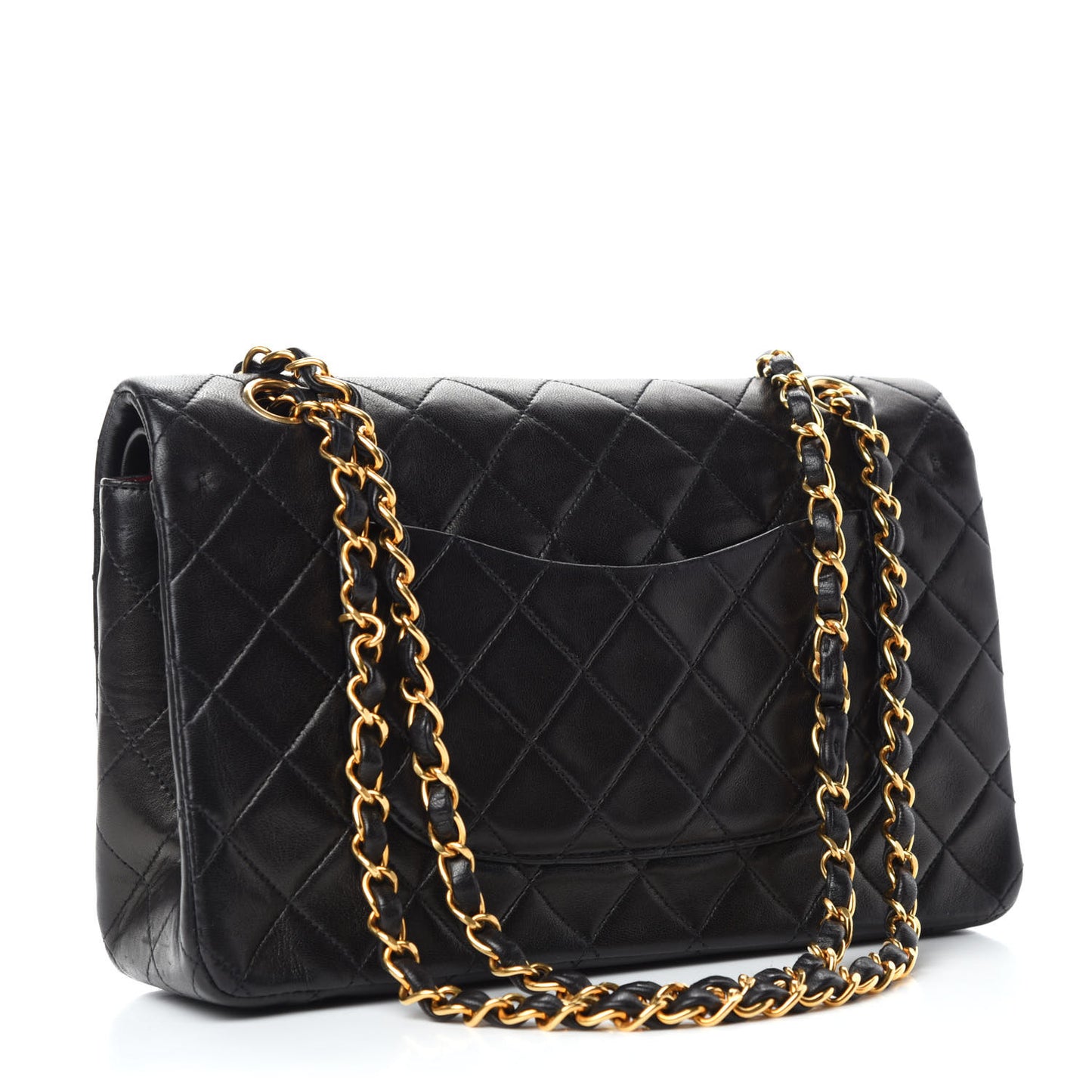 Lambskin Quilted Medium Double Flap Black