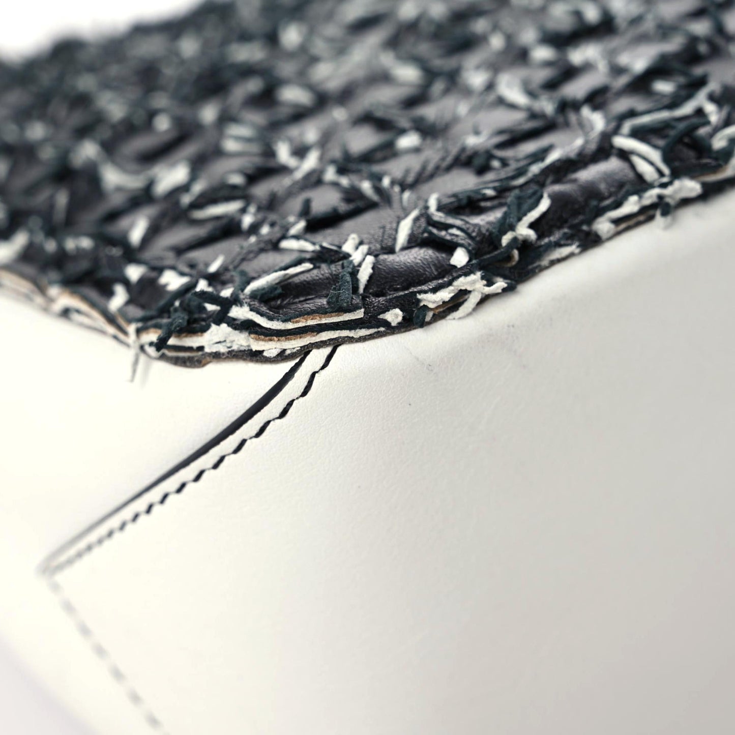 Lambskin Woven Small Courier Shoulder Bag Black White