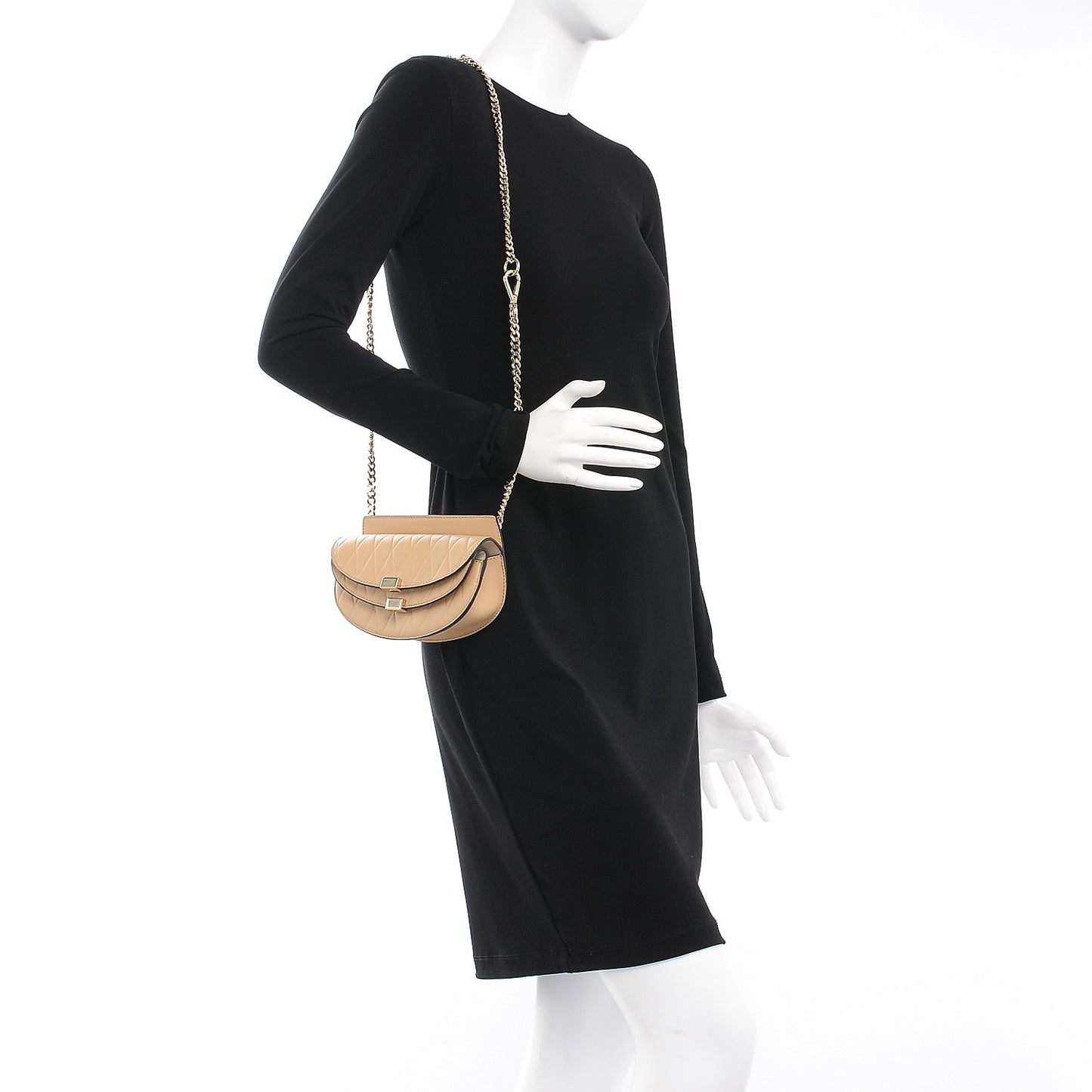 Calfskin Embossed Nano Georgia Crossbody Bag Sand