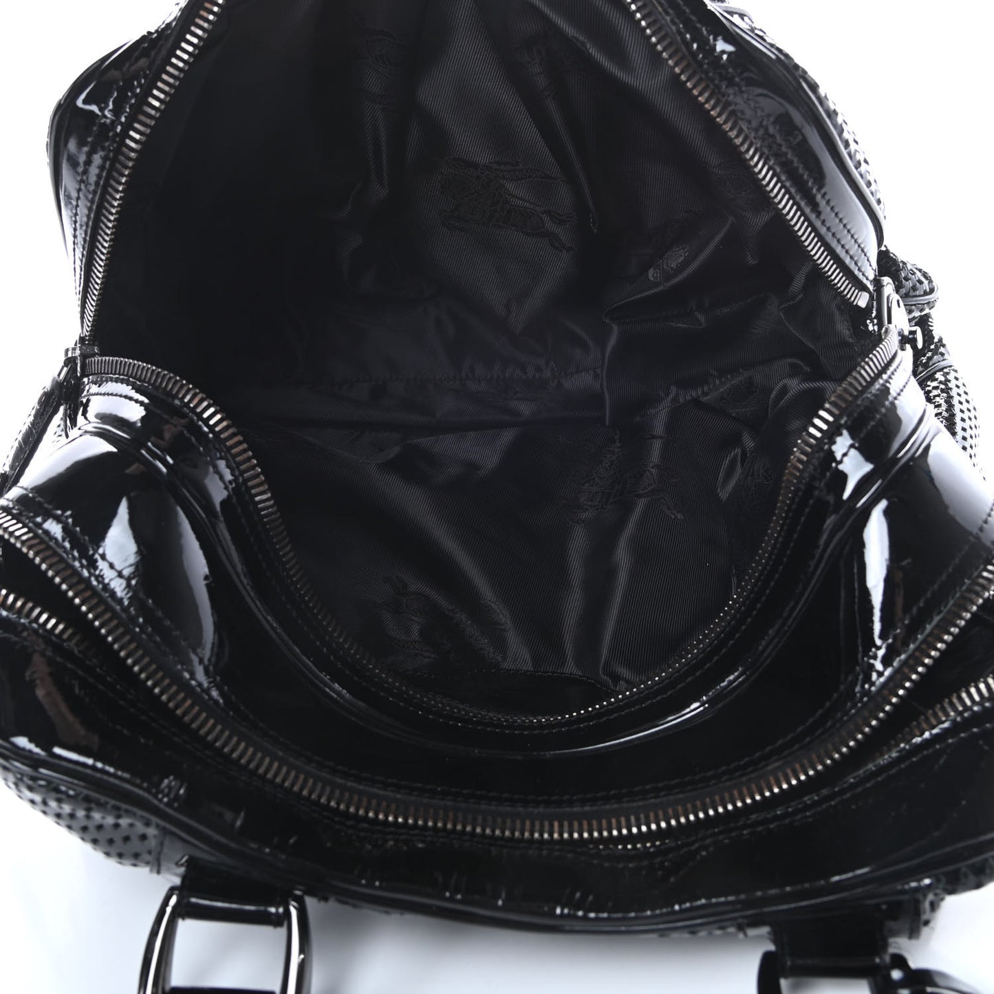 Prorsum Perforated Patent Calfskin Knight Satchel Black