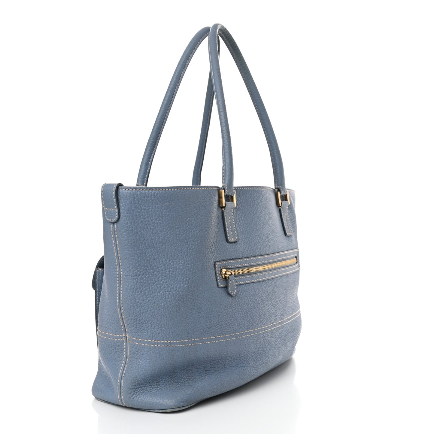 Grained Calfskin Globe Shoulder Bag Sky Blue