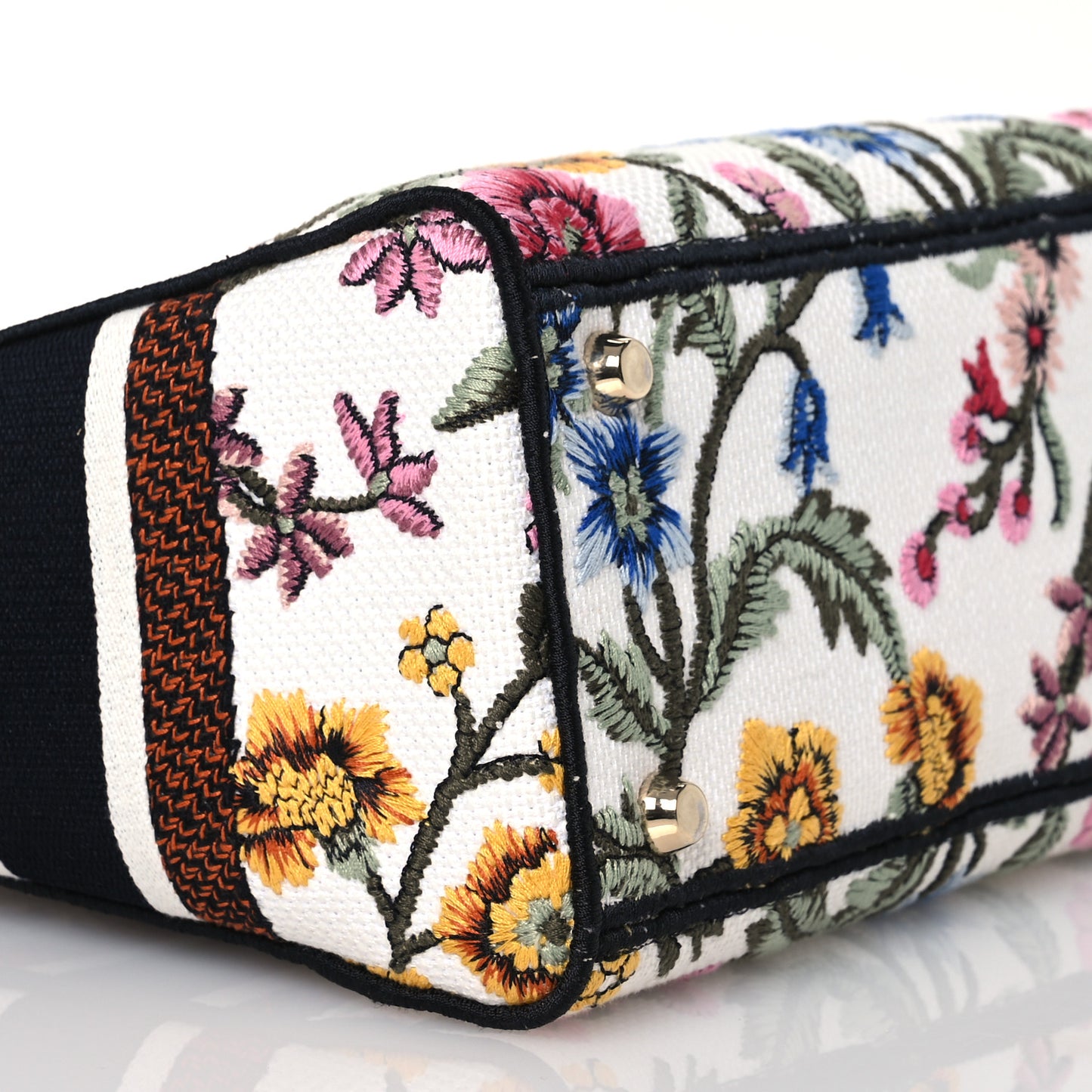 Canvas Embroidered Medium Lady D-Lite Ecru Multicolor