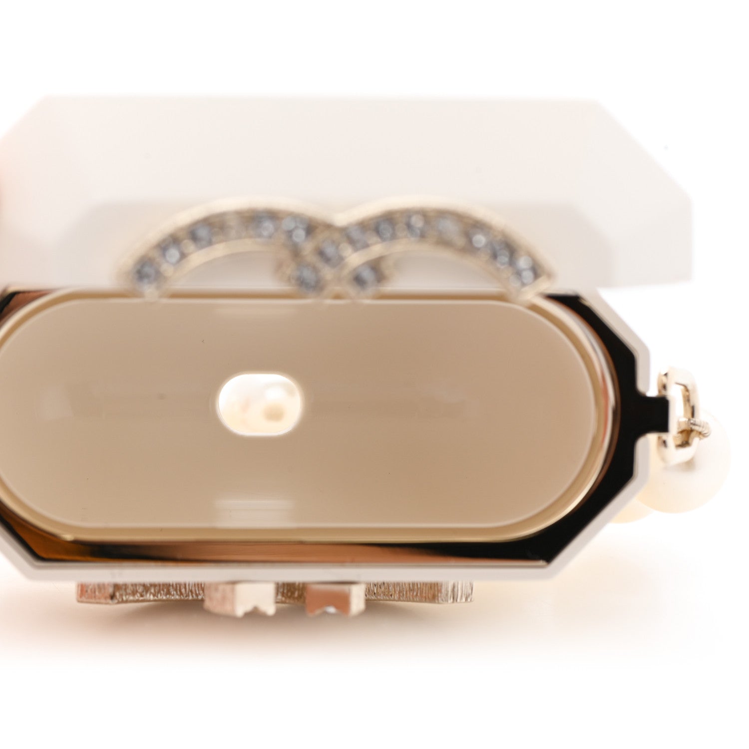 Chanel Resin Crystal Pearl Airpod Pro Case Necklace Gold White Pearly Black 5 of 7