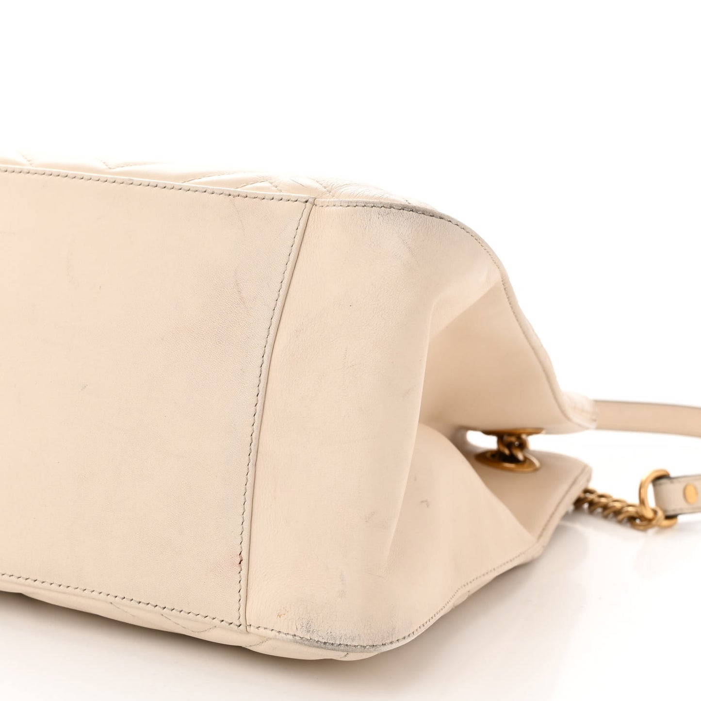 Calfskin Matelasse Medium GG Marmont Shoulder Tote Bag White