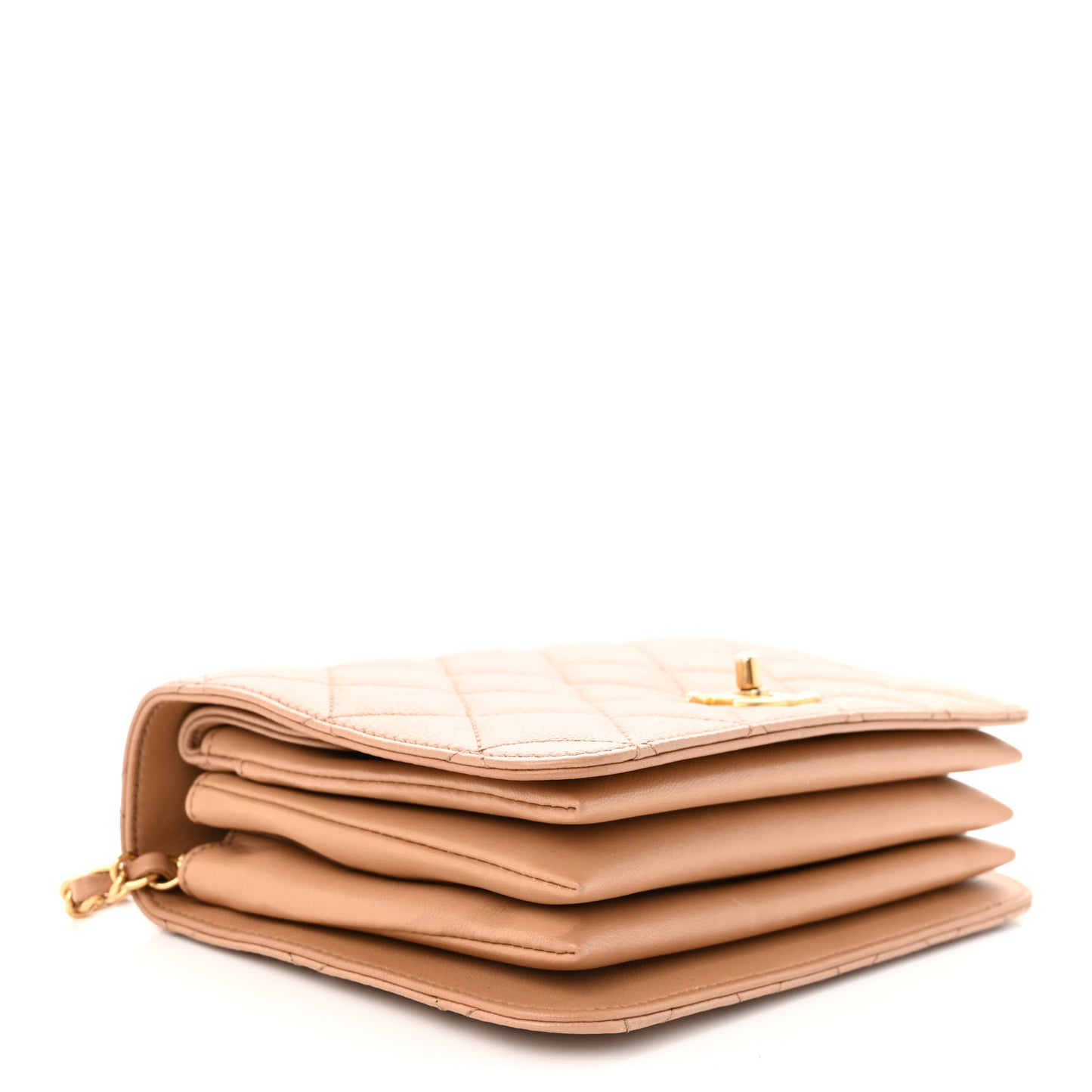 Caviar Quilted Small Top Handle Flap Beige