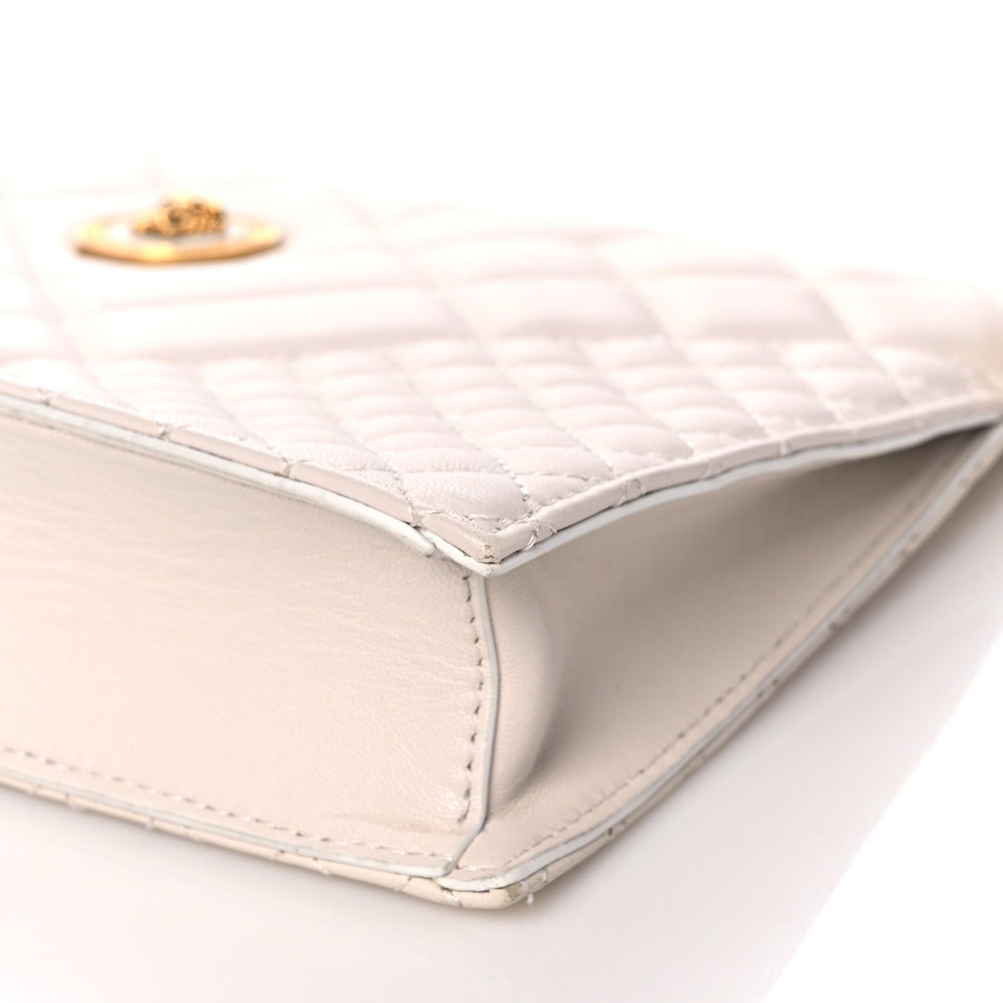 Calfskin Quilted Tribute Icon Crossbody Flat Pouch White