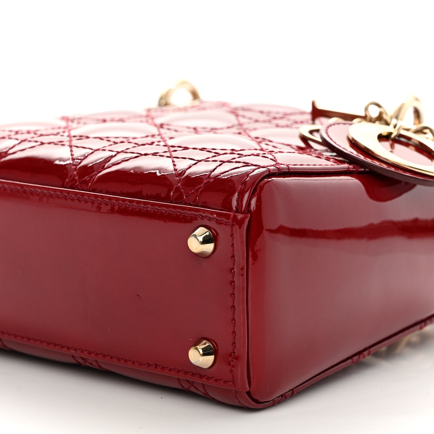 Patent Cannage Mini Lady Dior Red