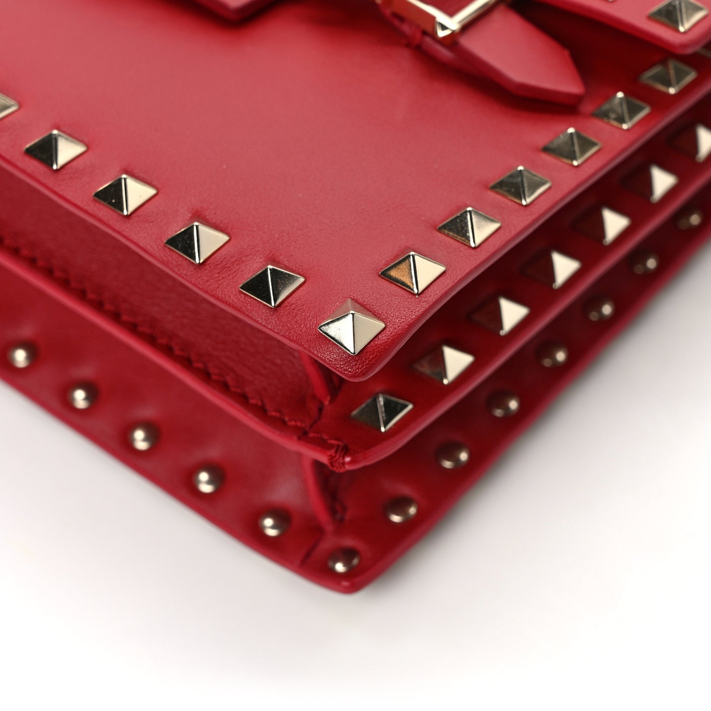 Calfskin Rockstud Flap Shoulder Bag Rosso Valentino