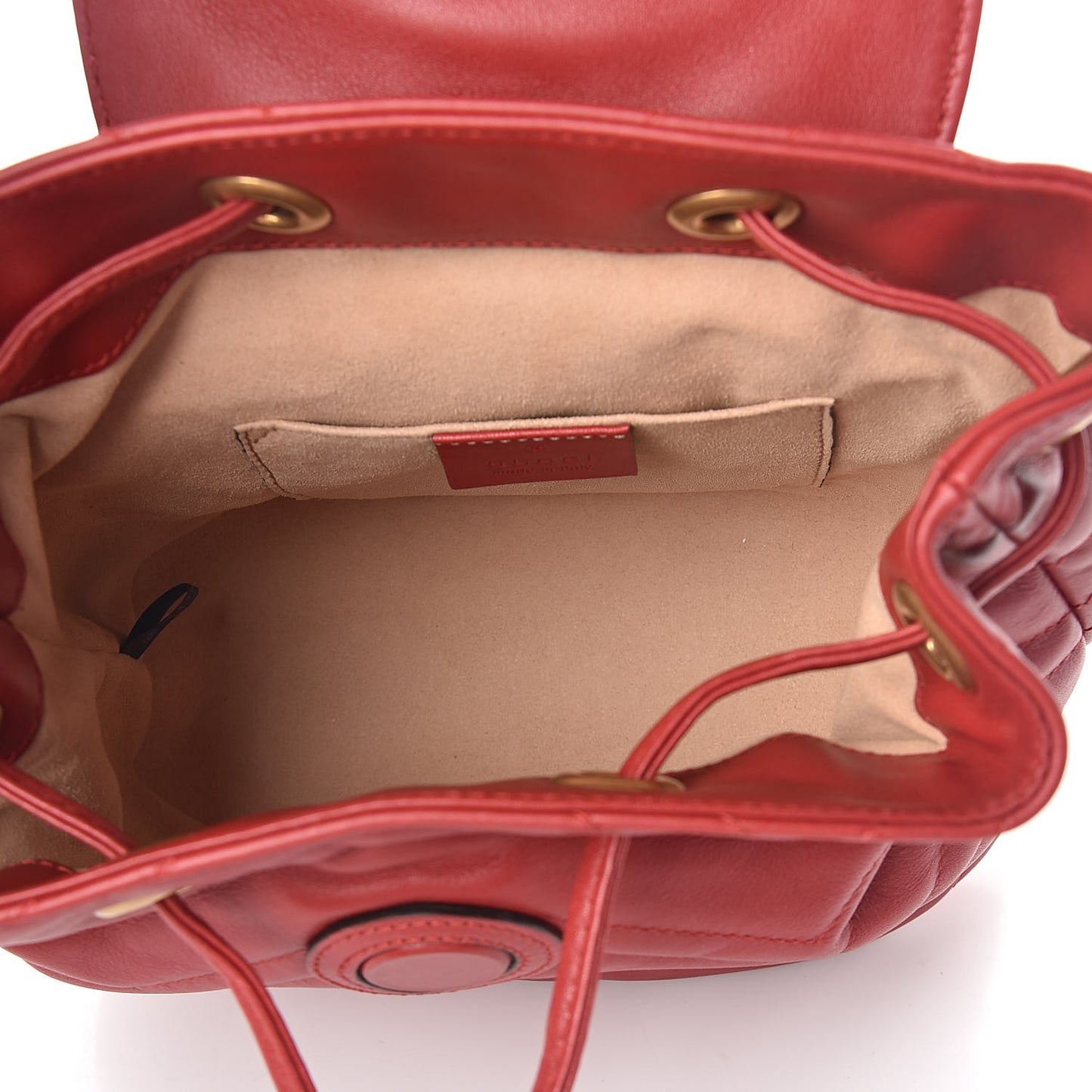 Calfskin Matelasse GG Marmont Flap Backpack Hibiscus Red