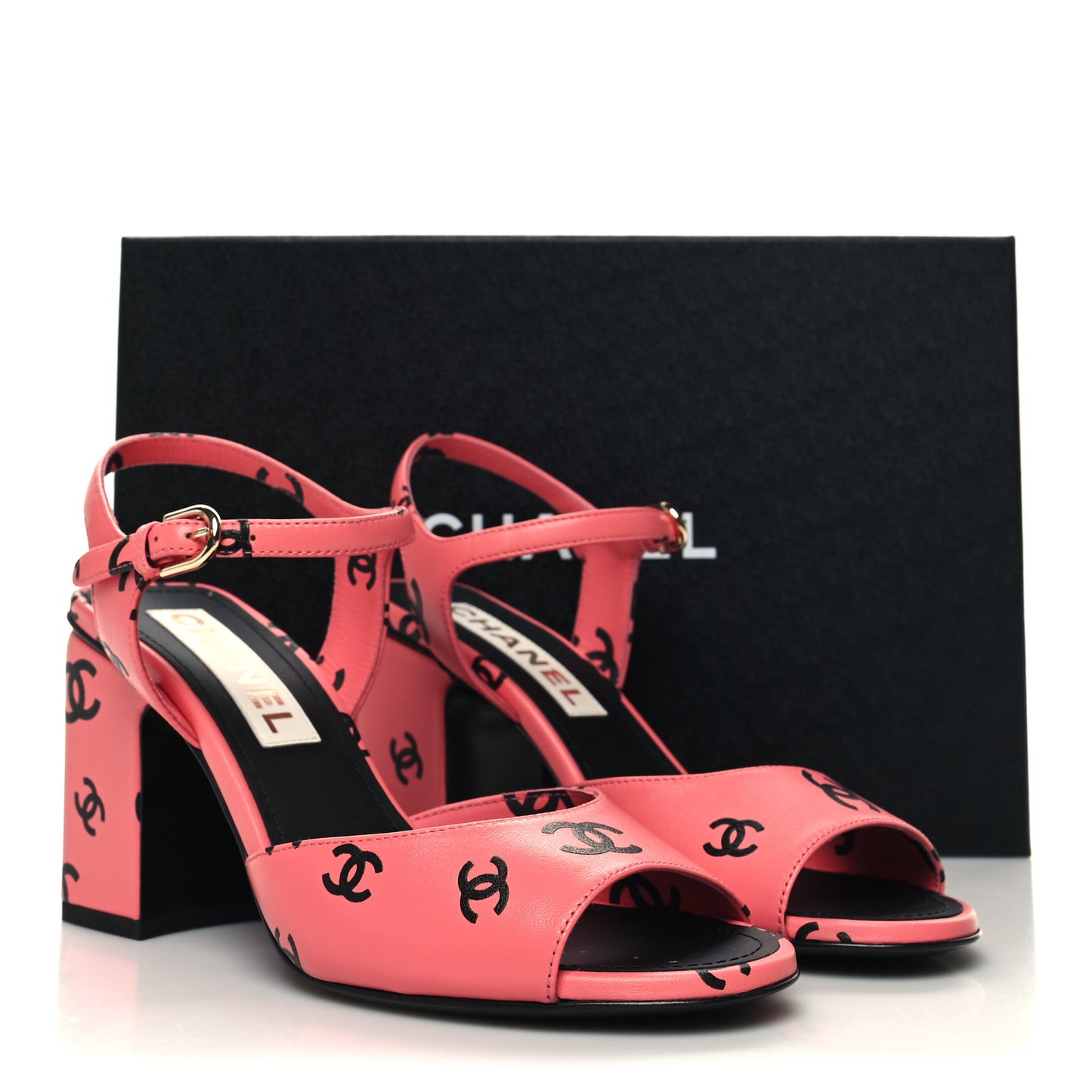 Printed Lambskin Coco Beach Sandals 37.5 Pink Black