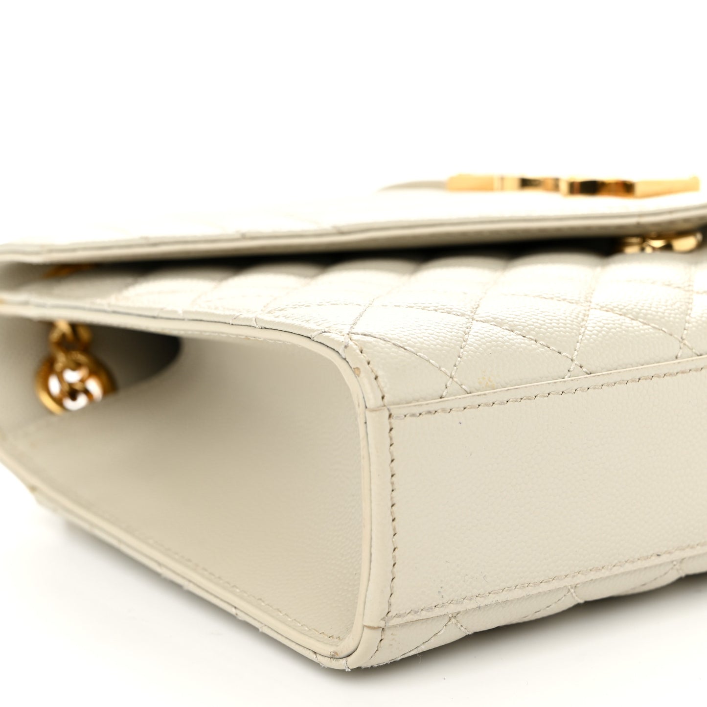 Grain De Poudre Textured Mixed Matelasse Medium Triquilt Monogram Satchel Crema Soft