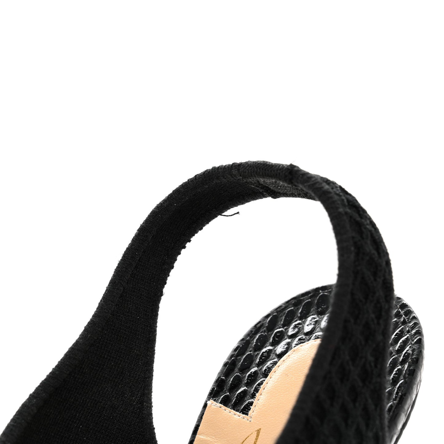 Calfskin Mesh Snakeskin Embossed Georgette 85 Sandals 38 Black