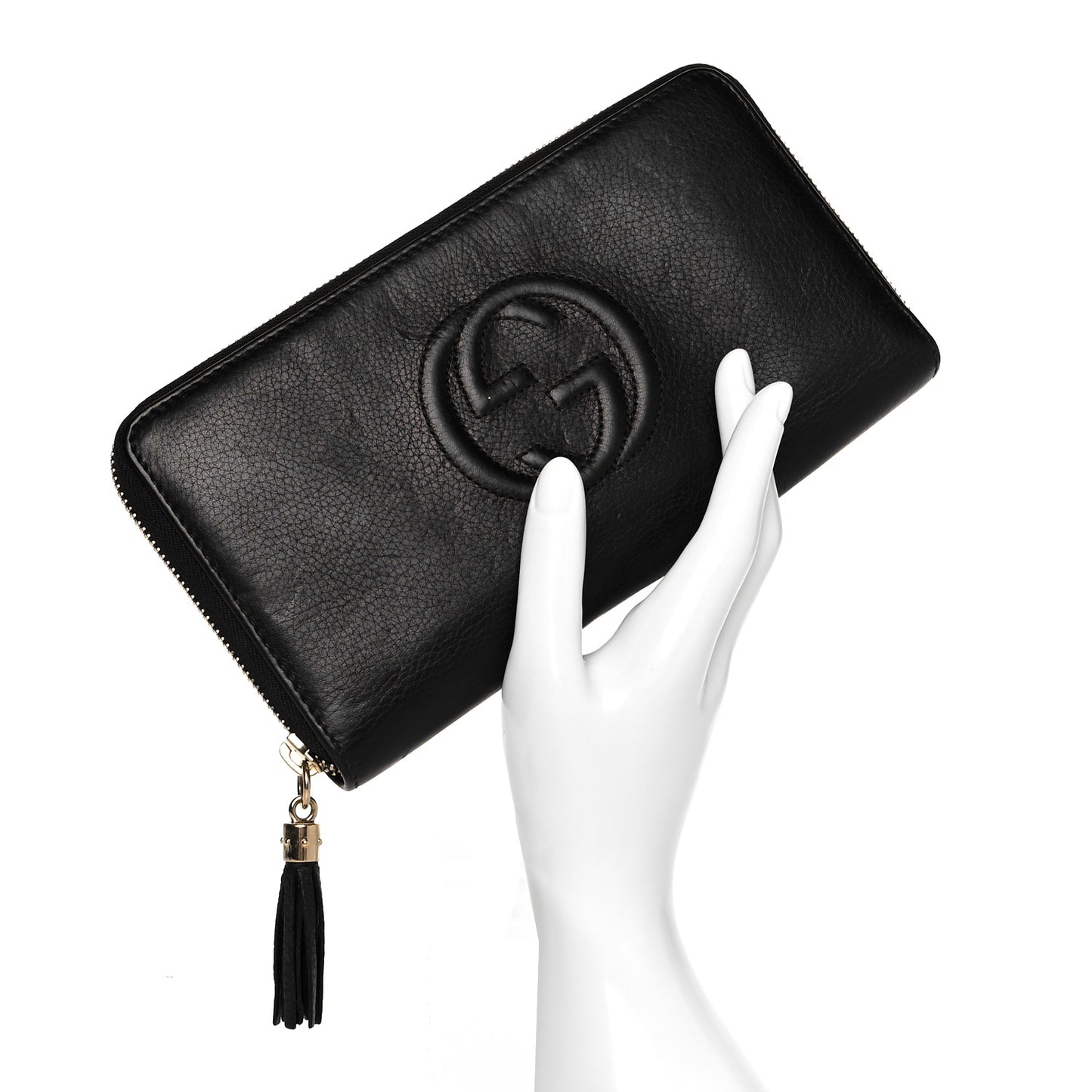 Pebbled Calfskin Soho Zip Around Wallet Black