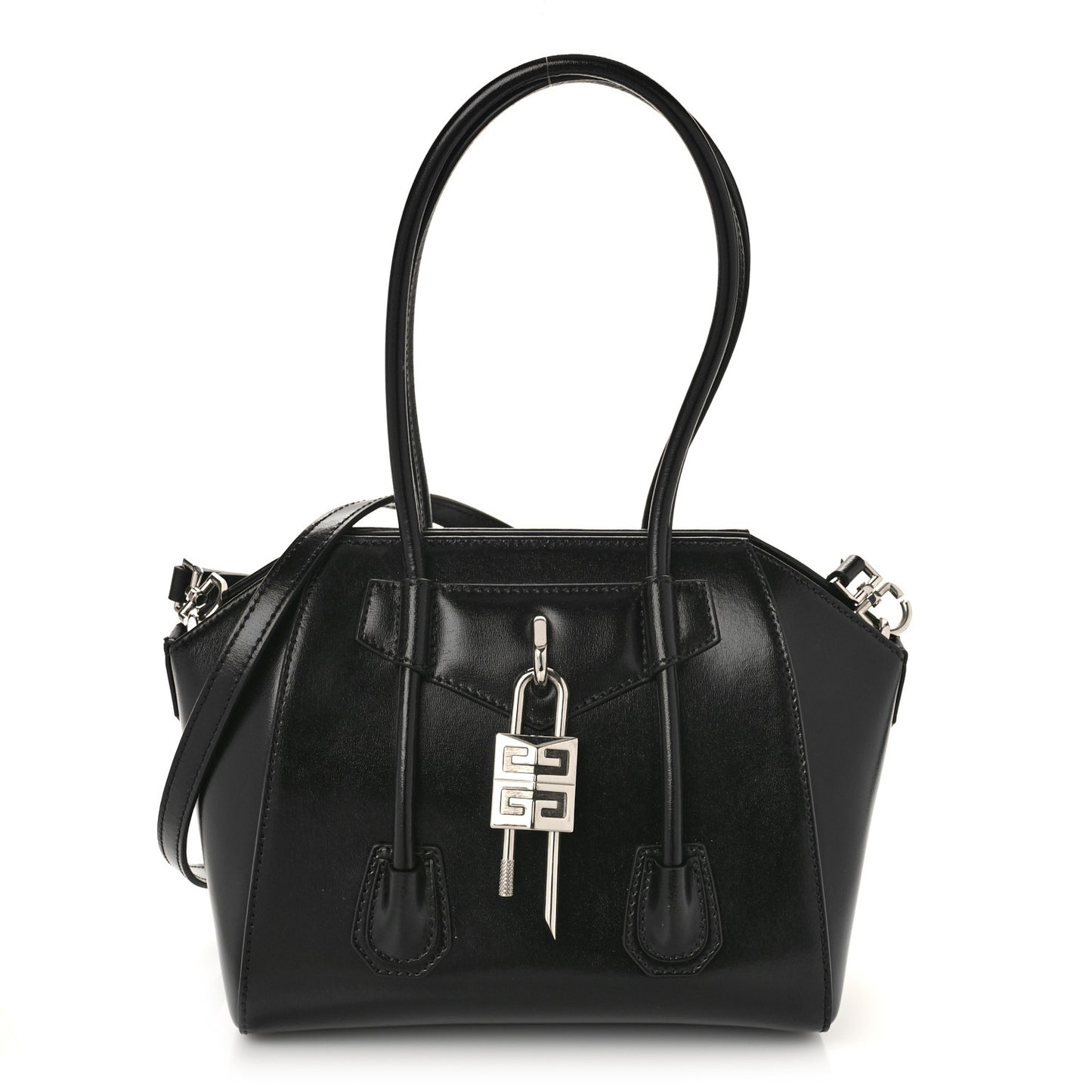 Box Calfskin Mini Lock Antigona Shoulder Bag Black