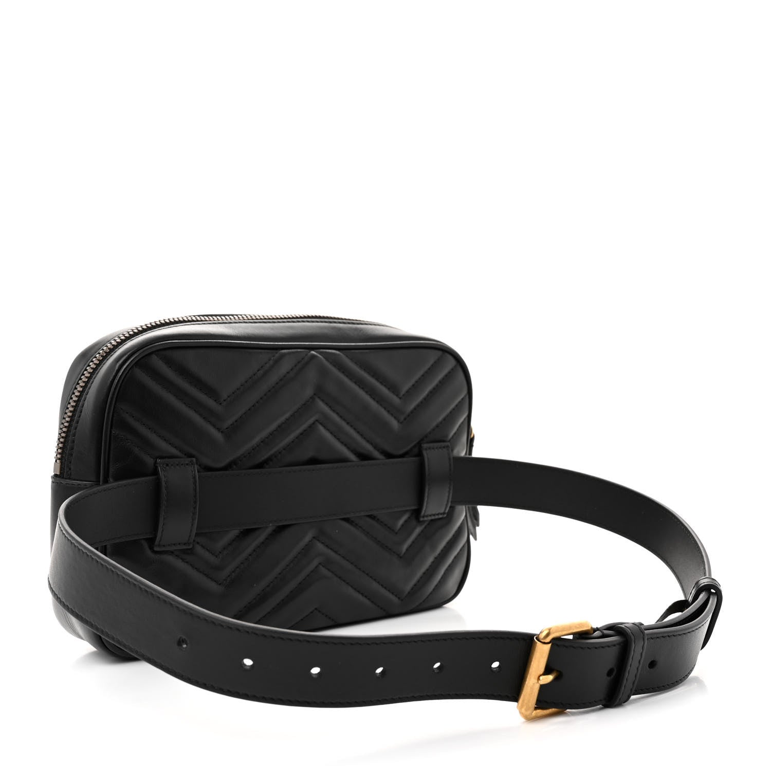 Gucci Calfskin Matelasse Mens GG Marmont Belt Bag 80 32 Black 3 of 13