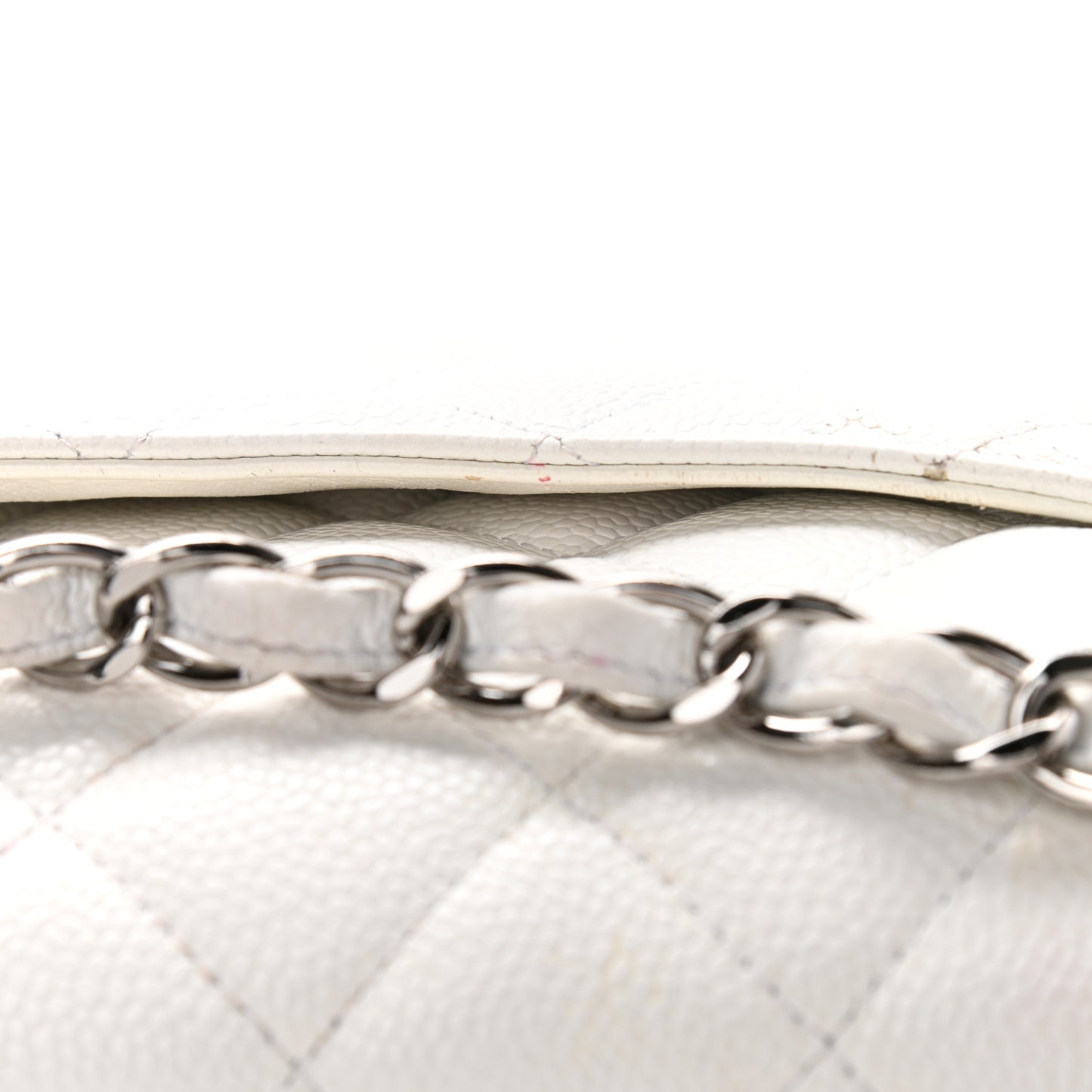 Caviar Quilted Jumbo Double Flap White